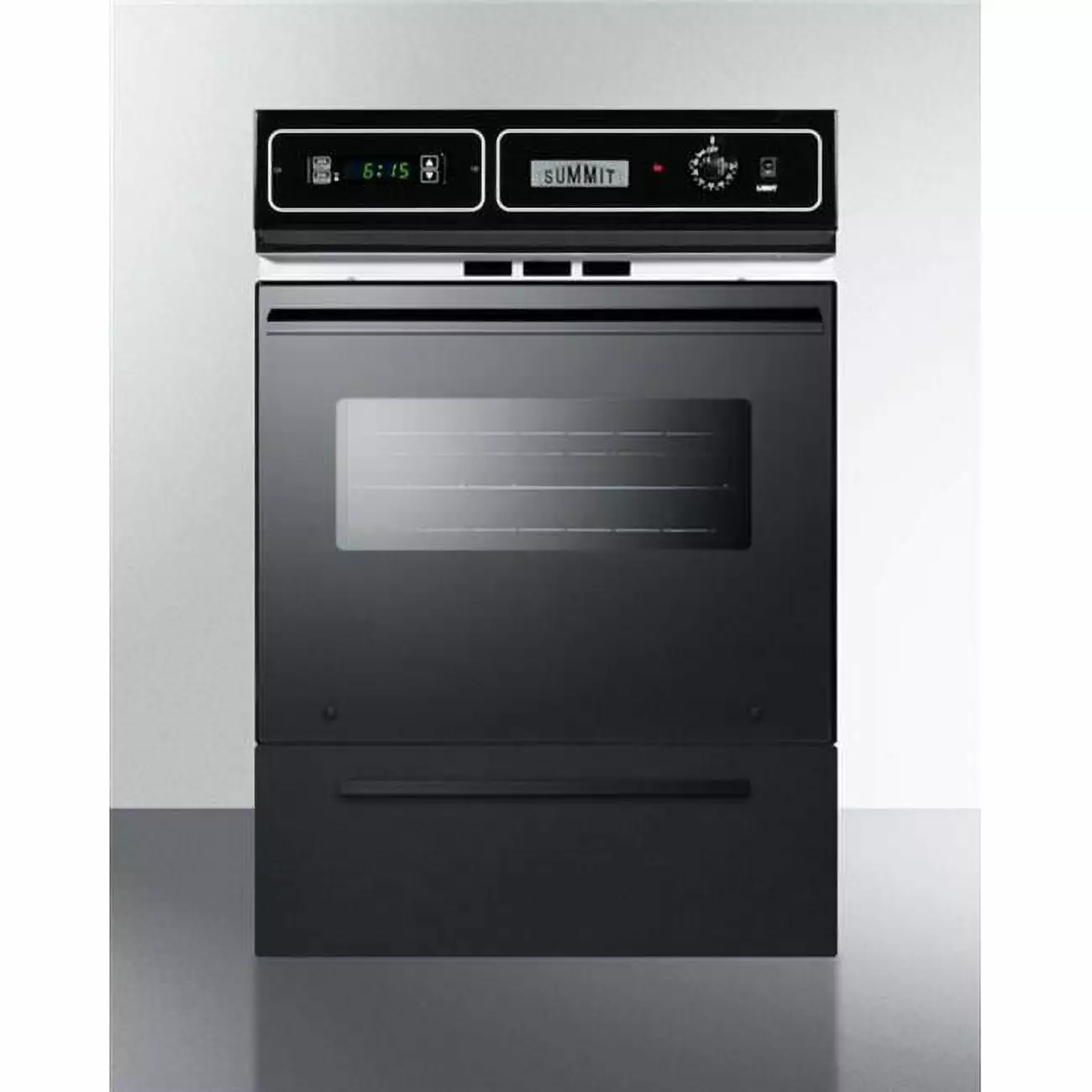 Summit Appliance 220V 24 in. Single Electric Wall Oven - Black Glass