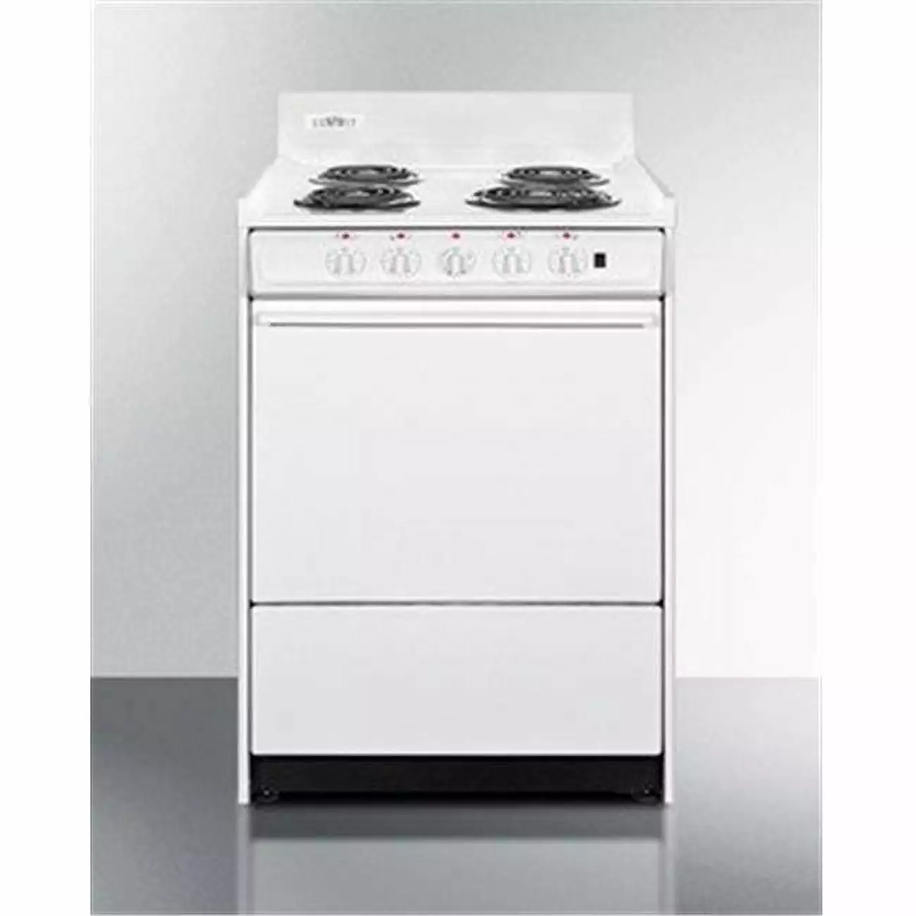 Summit Appliance 24 in. Electric Range with Indicator Lights & A Three-prong Line Cord. White