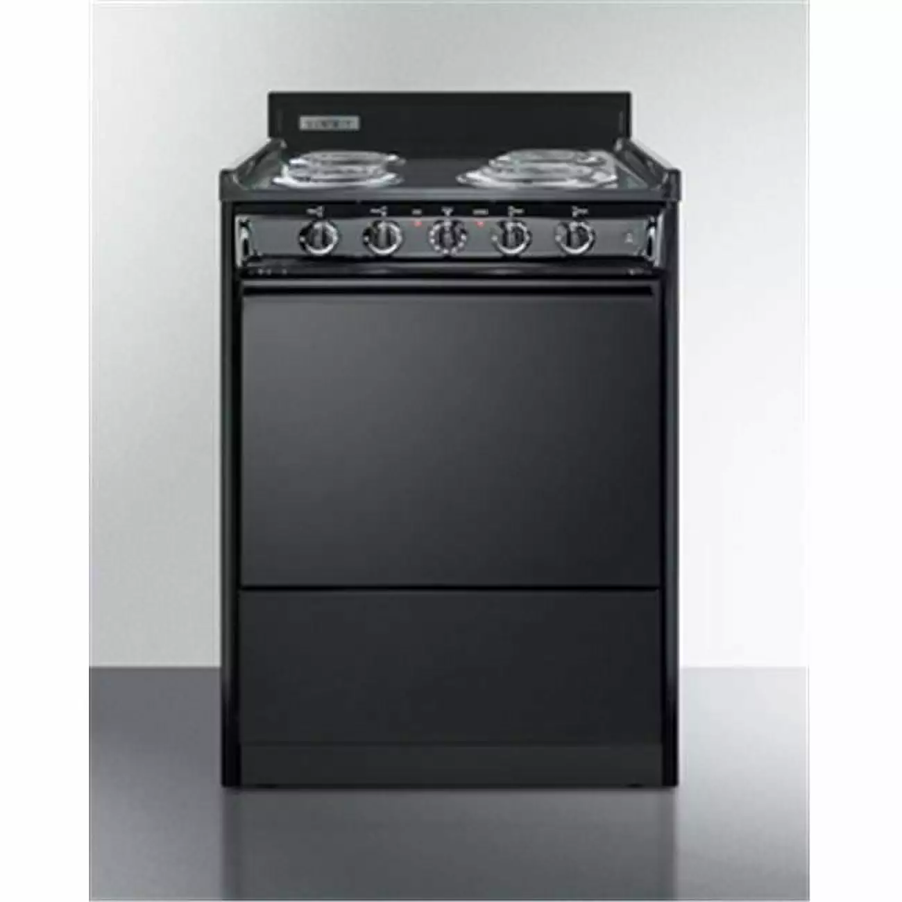 Summit Appliance 24 in. Electric Range with Lower Storage Compartment. Black