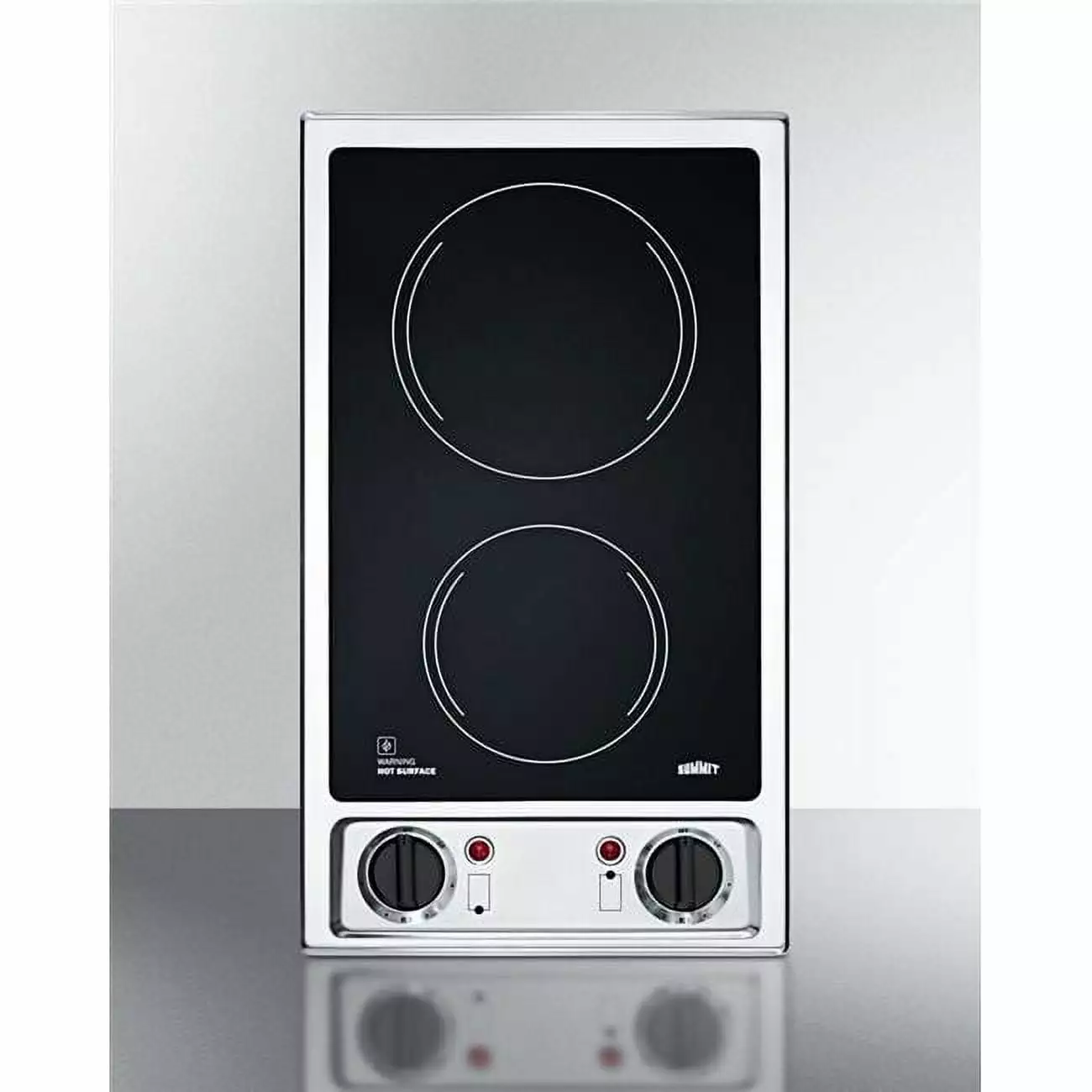 Summit Appliance CR2B120 115V 2-Burner Electric Cooktop with Stainless Steel Trim