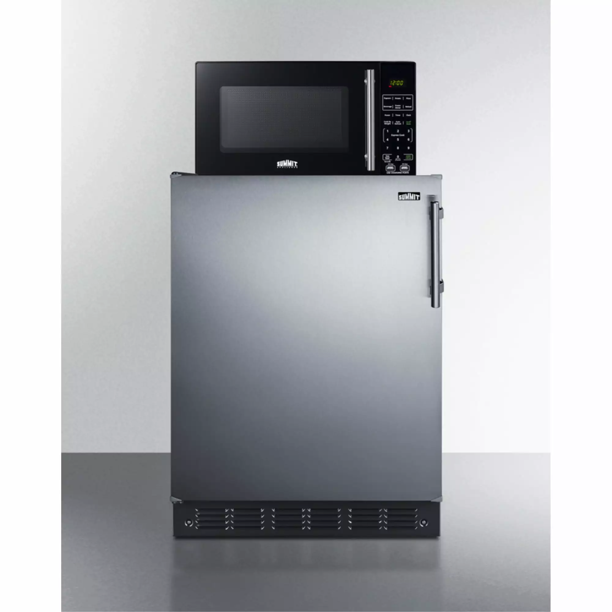 Summit Appliance MRF708BLSSALHD Microwave & Refrigerator Combination with Allocator - LHD