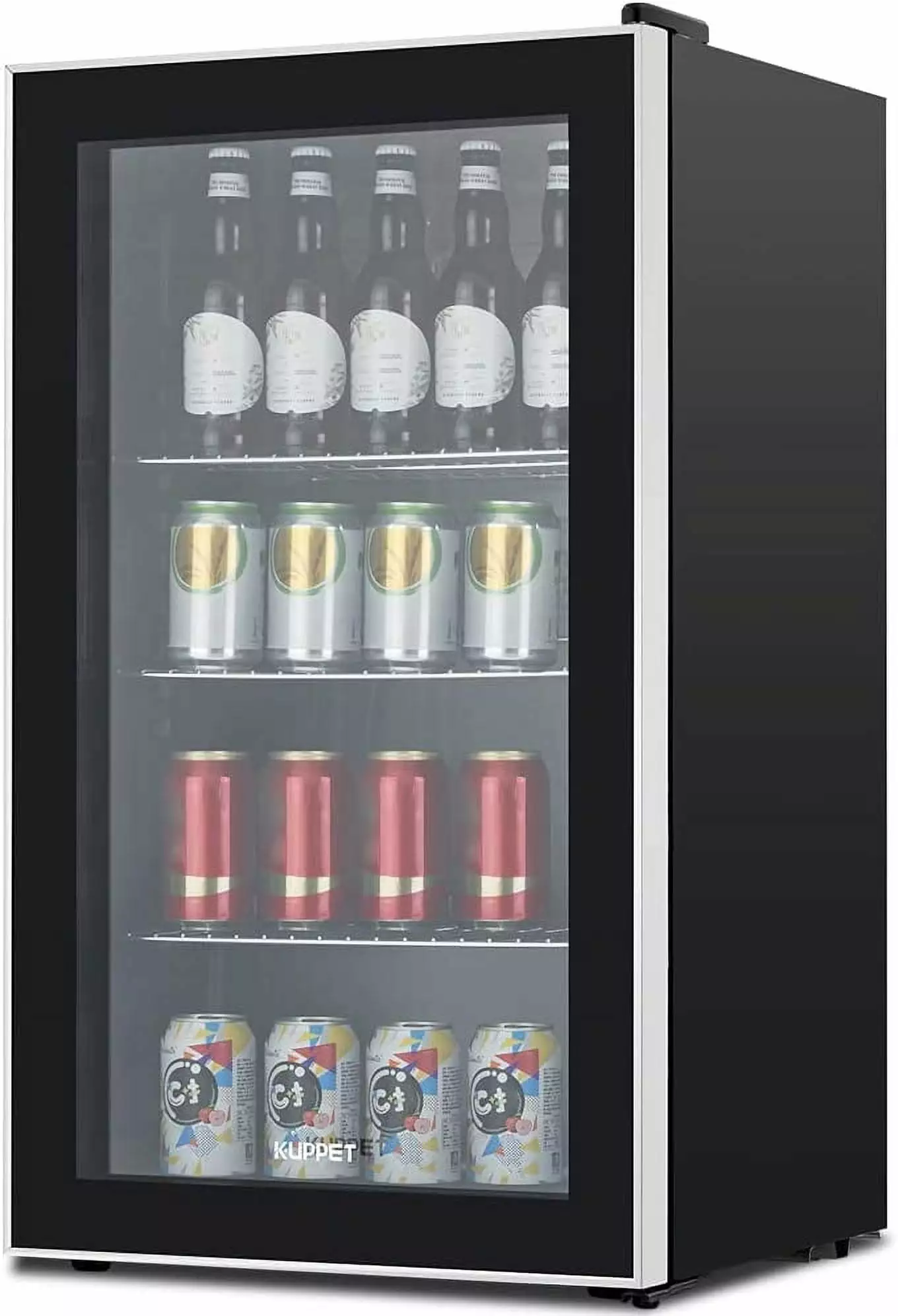 Muhub 120 Can Beverage Refrigerator.Glass Door.for Beer Soda or Wine. Stainless Steel.Ideal for Home.Office or Bar.3.2 Cu.ft