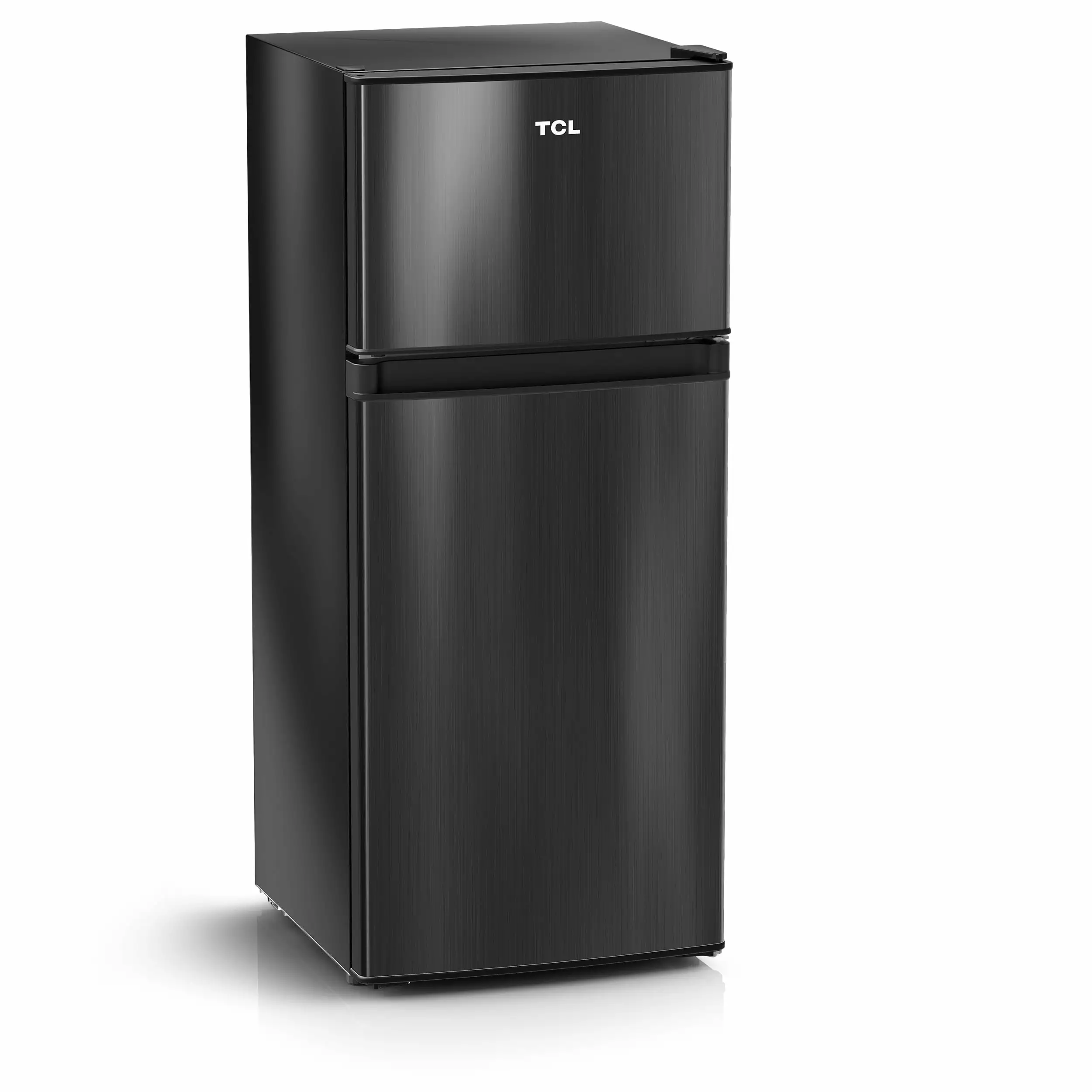 TCL 4.5 Cu. ft. Two Door Compact Mini Fridge With Freezer ?C? Black Stainless Look. Energy Star. MR453Z