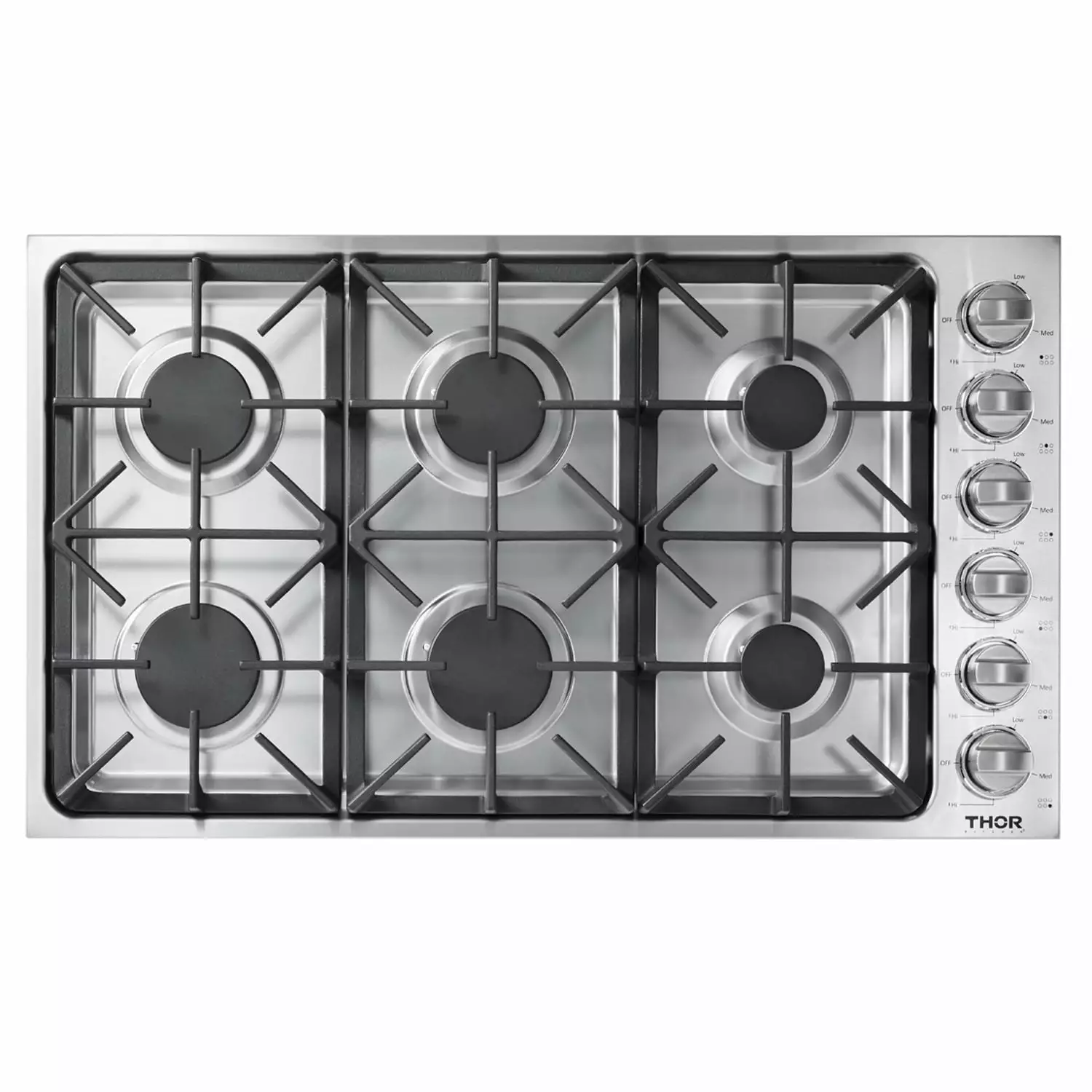 THOR 36-Inch. 6 Burner Drop-In Gas Cooktop - Stainless Steel (TGC3601)