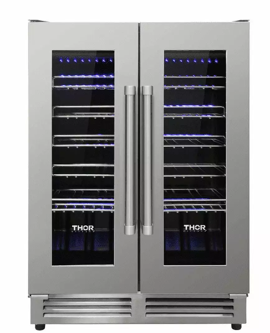 Thor Kitchen Twc2402 42 Bottle Dual Zone French Door Built-In Wine Cooler - Stainless