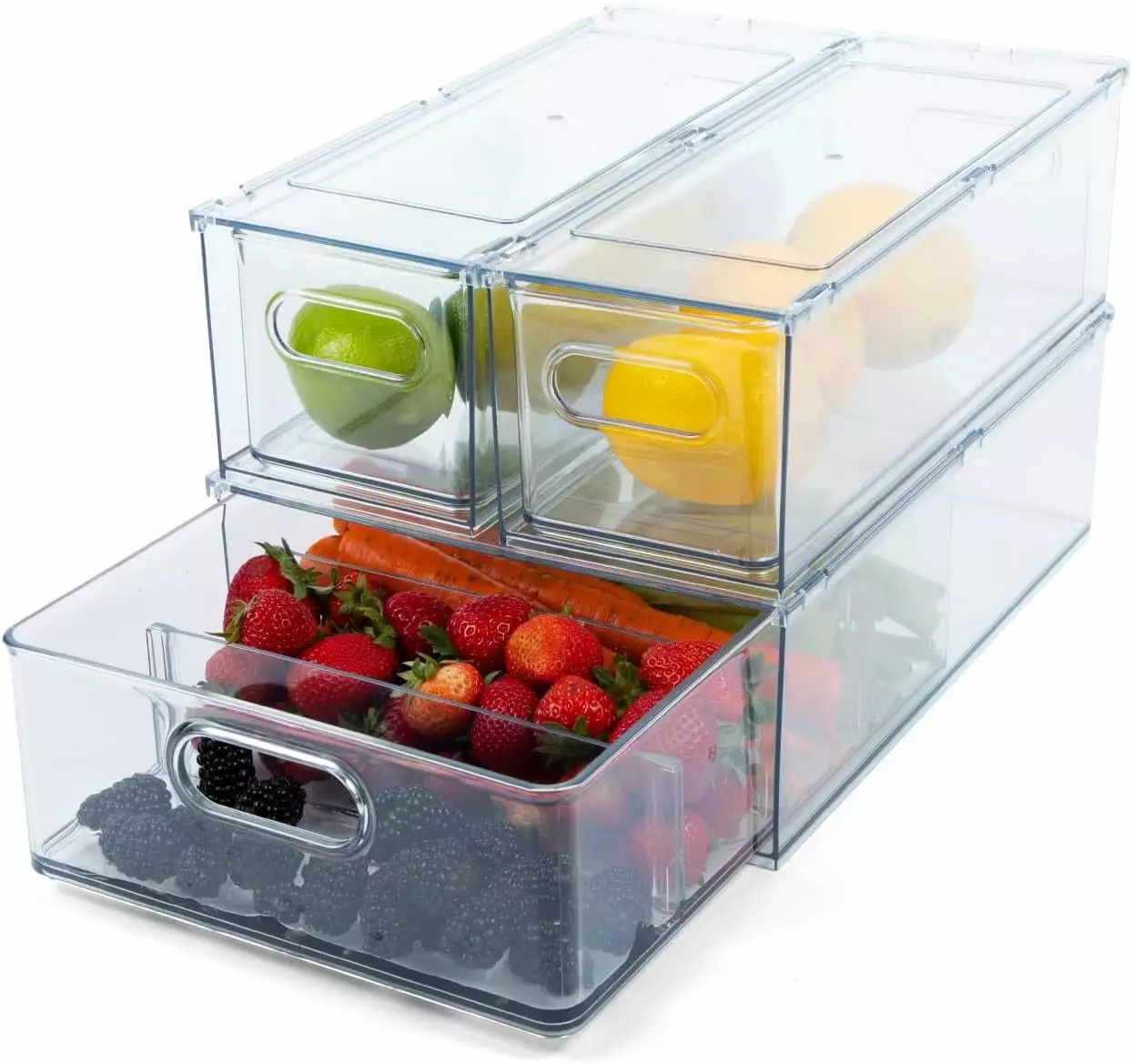 Tidy Tools Clear Refrigerator Organizer Bins For Pantry Organization and Food Storage. Stackable Plastic Storage Bins With Pull-Out Drawer ?C Kitchen and Pantry Storage Containers. 3 Pack