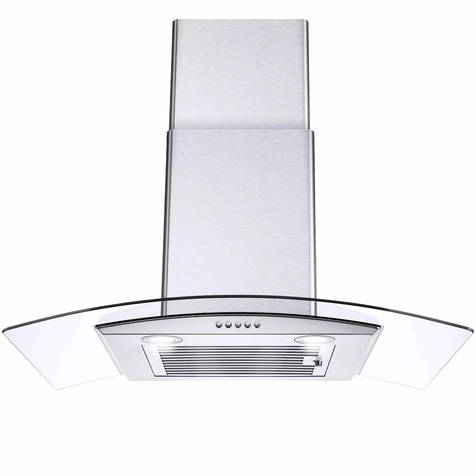 Tieasy 30 inch 450CFM Wall Mount Range Hood Tempered Glass 3-Speed Fan Button Control Baffle Filters