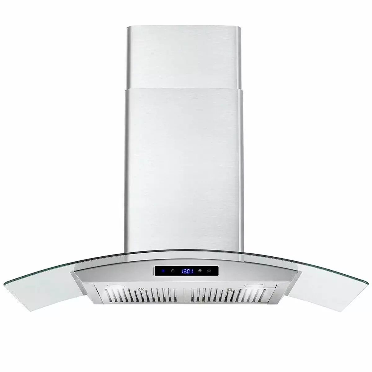 Tieasy 30 inch Kitchen Wall Mount Range Hood 700CFM Glass Panel 3-Speed Fan Touch Control with Led Light.Silver