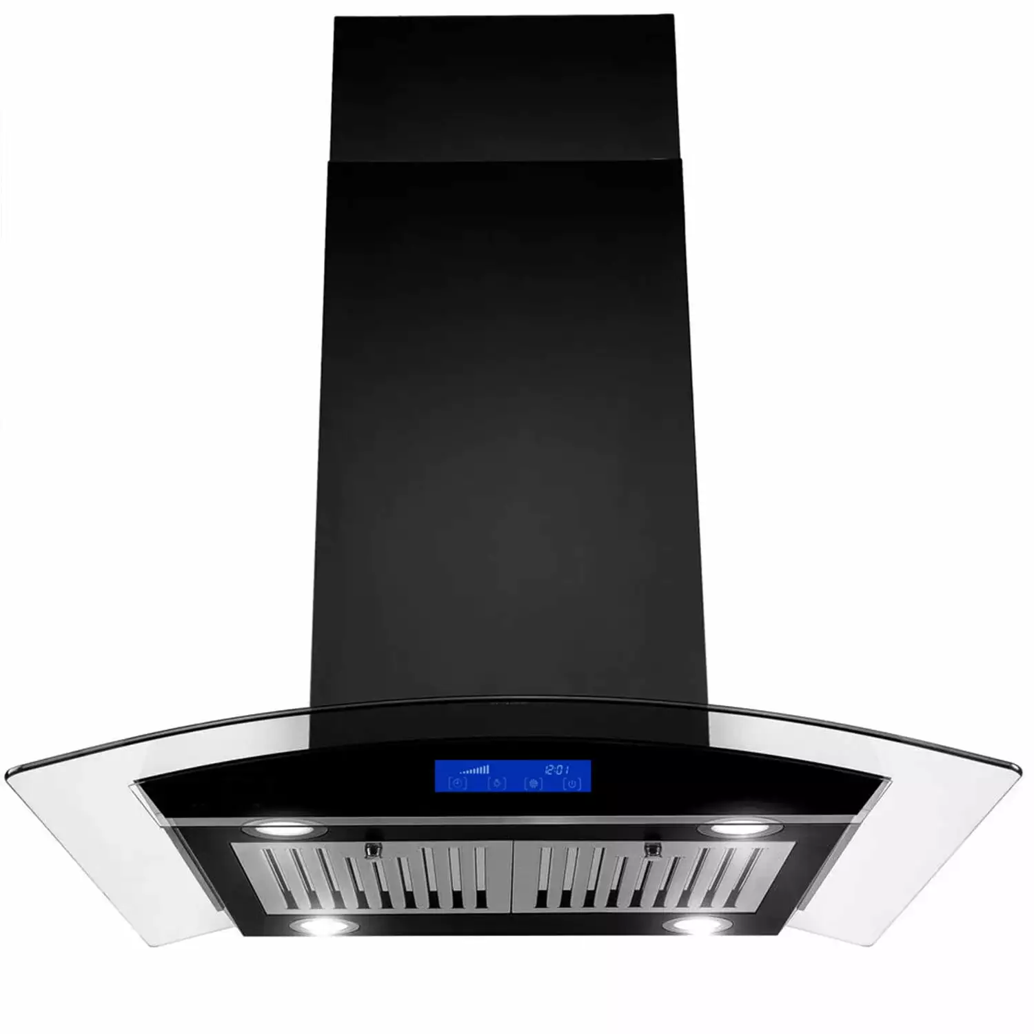 Tieasy 36 inch Stainless Steel Island Mount Range Hood 900CFM Tempered Glass Top Vent with Led Lights