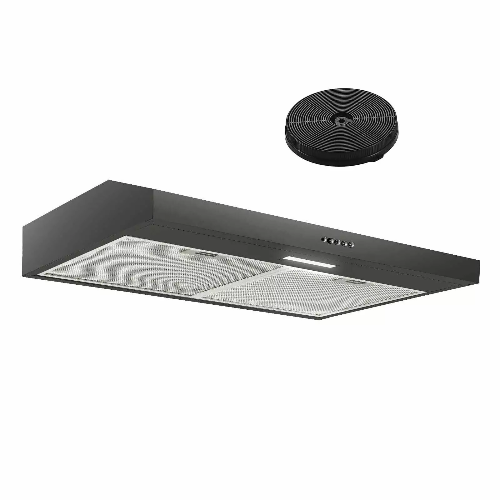 Tieasy Under Cabinet Range Hood 30 inches Ducted Ductless Over Stove Hood with Carbon Filter Black