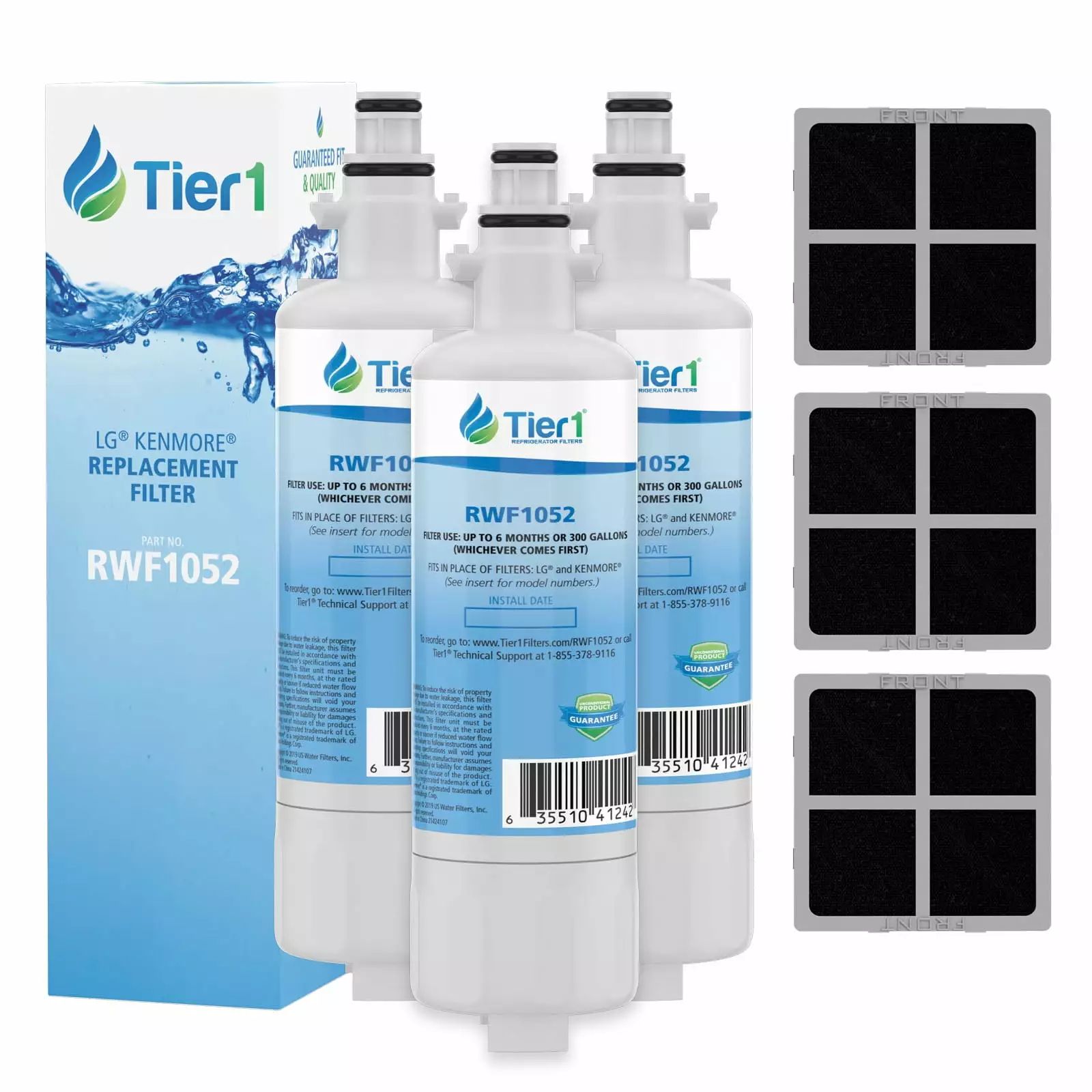 Tier1 ADQ36006101 Refrigerator Water & Air Filter Combo 3-pk | Replacement for LG LT700P. ADQ36006102. Kenmore 46-9690. 469690. ADQ36006101-S. RFC1200A. WSL-3. FML-3. LT120F. Fridge Filter