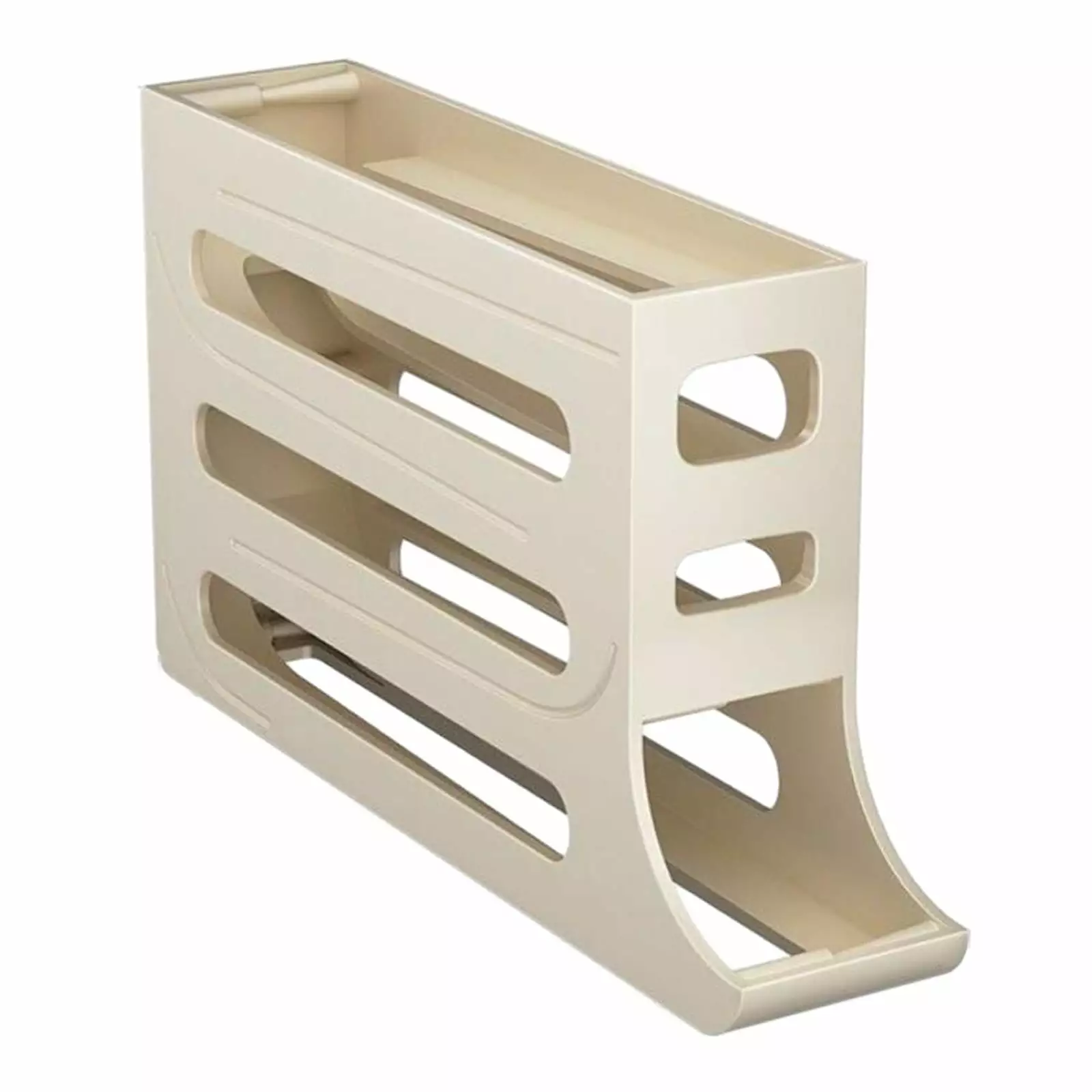 Tongina 4 Tier Egg Tray Creative Rolling Egg Dispenser for Pantry Cabinet Countertop beige