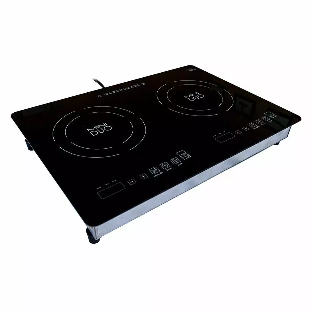 True Induction MD-2B Built-in 858UL Certified. 20-inch Mini Duo Dual Induction Cooktop 1750W Glass-Ceramic Top