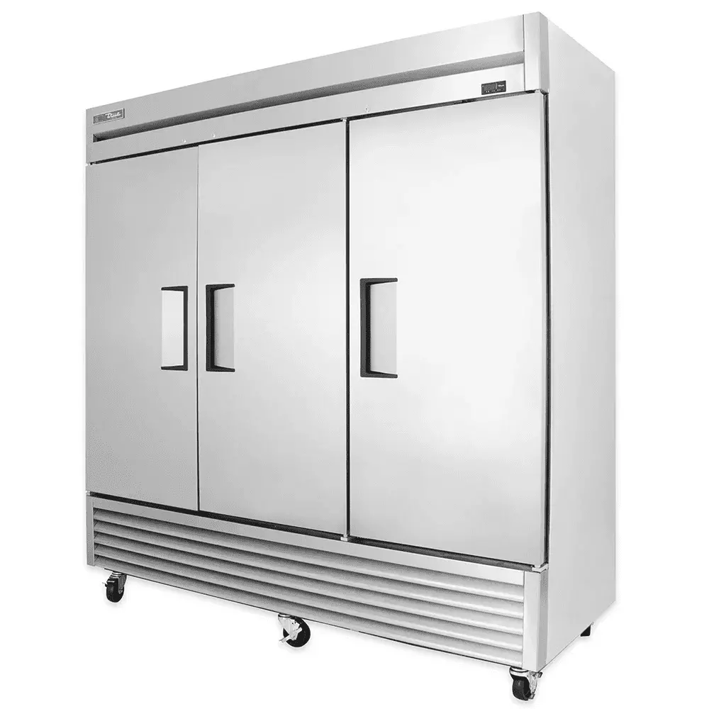 True T-72-HC 78.1 Three Section Reach In Refrigerator. (3) Left/Right Hinge Solid Doors. 115v