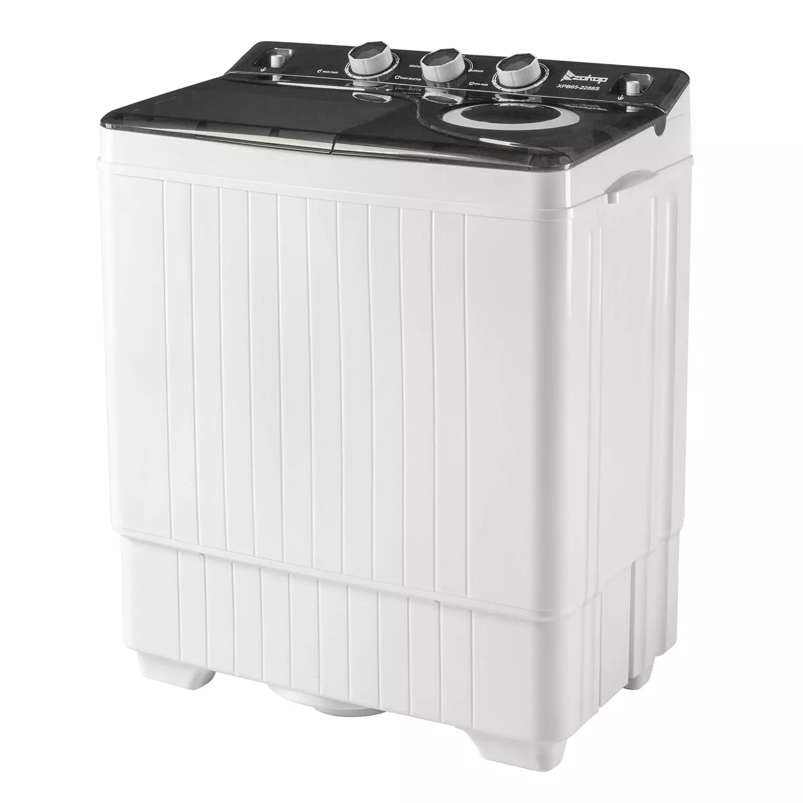 Twin Tub with Built-in Drain Pump XPB65-2288S 26Lbs Semi-automatic Twin Tube Washing Machine for Apartment. Dorms. RVs. Camping and More. White&Black.Fine Workmanship Without Noise