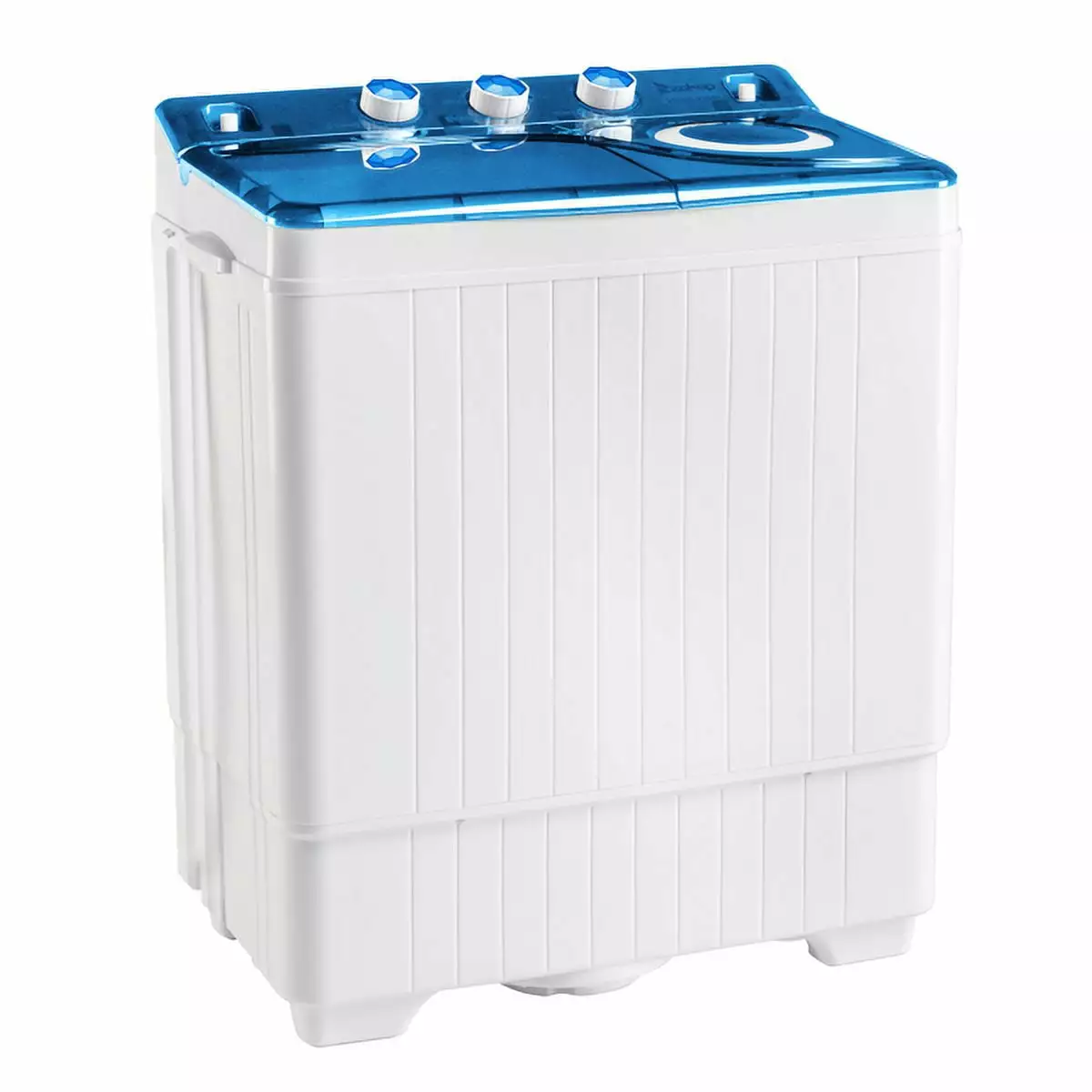 Twin Tub with Built-in Drain Pump XPB65-2288S 26Lbs Semi-automatic Twin Tube Washing Machine for Apartment. Dorms. RVs. Camping and More. White&Blue US Standard