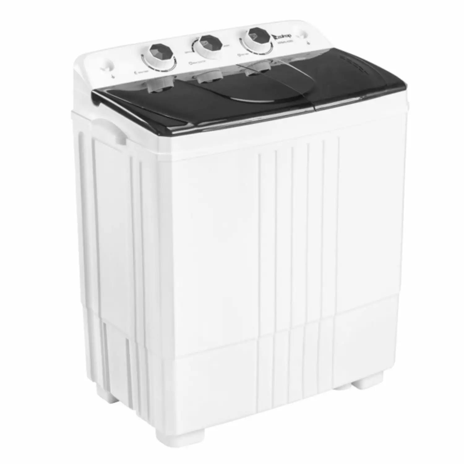 Twin Tub with Built-in Drain Pump 20Lbs Semi-automatic Twin Tube Washing Machine for Apartment. Dorms. RVs. Camping and More. White&Black US Standard