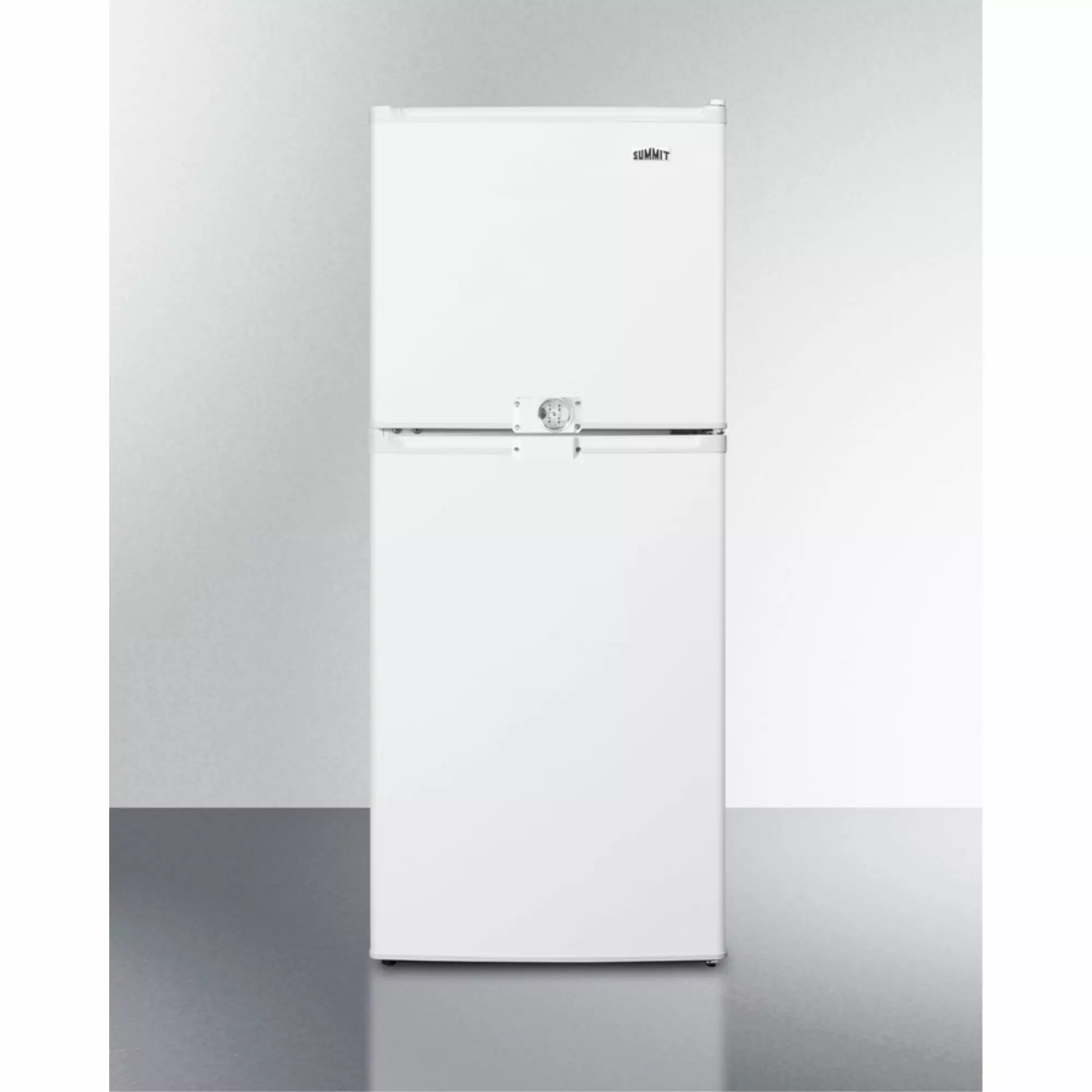 Two-door refrigerator-freezer in slim 18 width. with combination lock