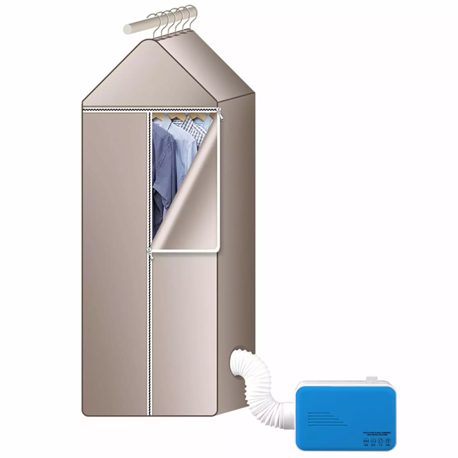 Uhuya Portable Dryer. Mini 800W High Power Clothes Dryer Machine. Portable Dryer for Apartments. with Foldable Dryer Shelf. for Apartment. Indoor. Laundry Room. Travel Blue