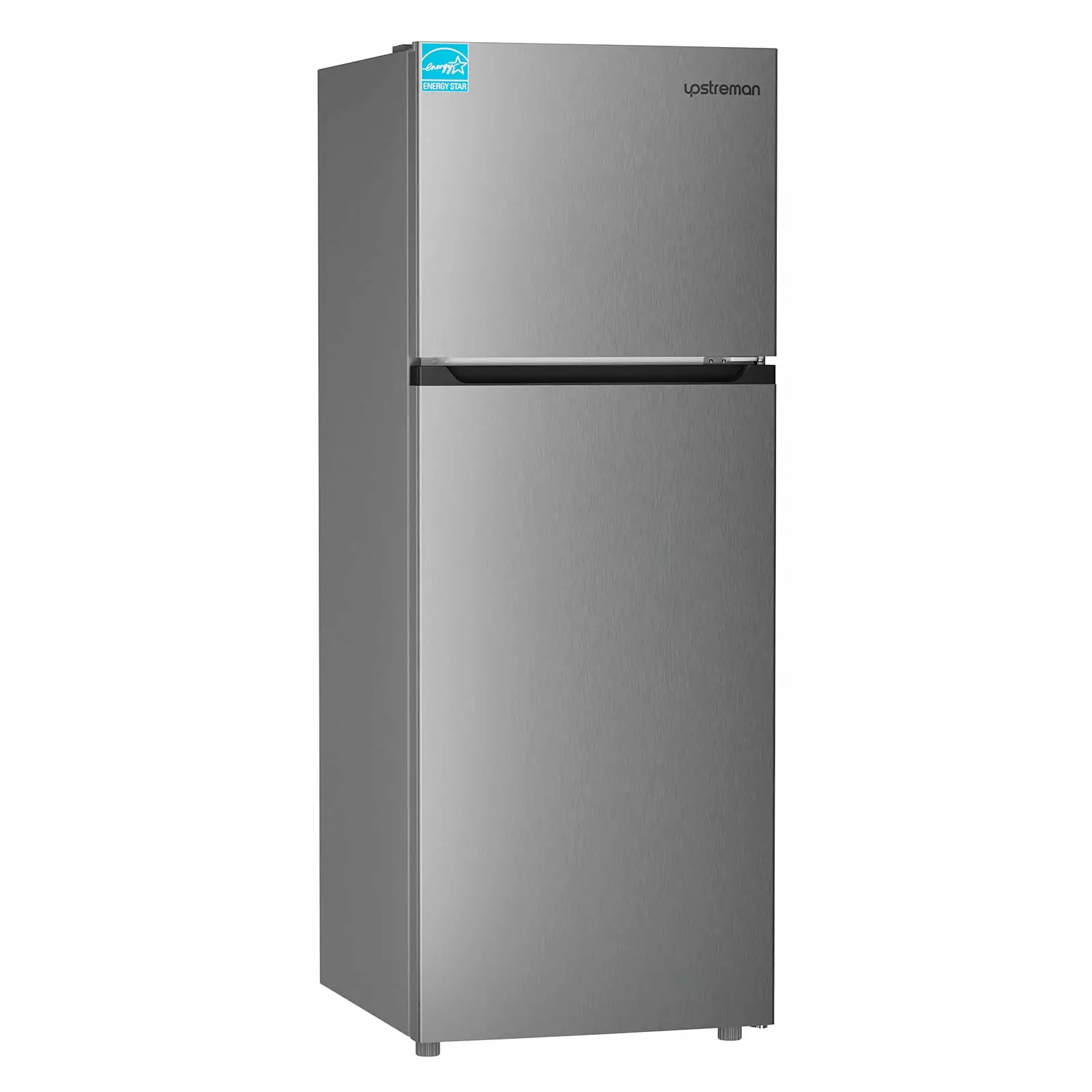 Upstreman 14.7 Cu.Ft. Double Door Fridge in Stainless Steel with Large Capacity Top Freezer. Frost Free. Adjustable Thermostat Control. Fingerprint-resistant.Reversible Door Swing