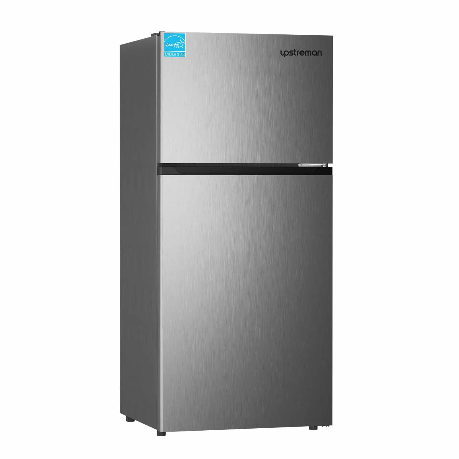 Upstreman 17.6 Cu.Ft. Double Door Fridge in Stainless Steel with Large Capacity Top Freezer. Frost Free. Adjustable Thermostat Control. Fingerprint-resistant.Reversible Door Swing