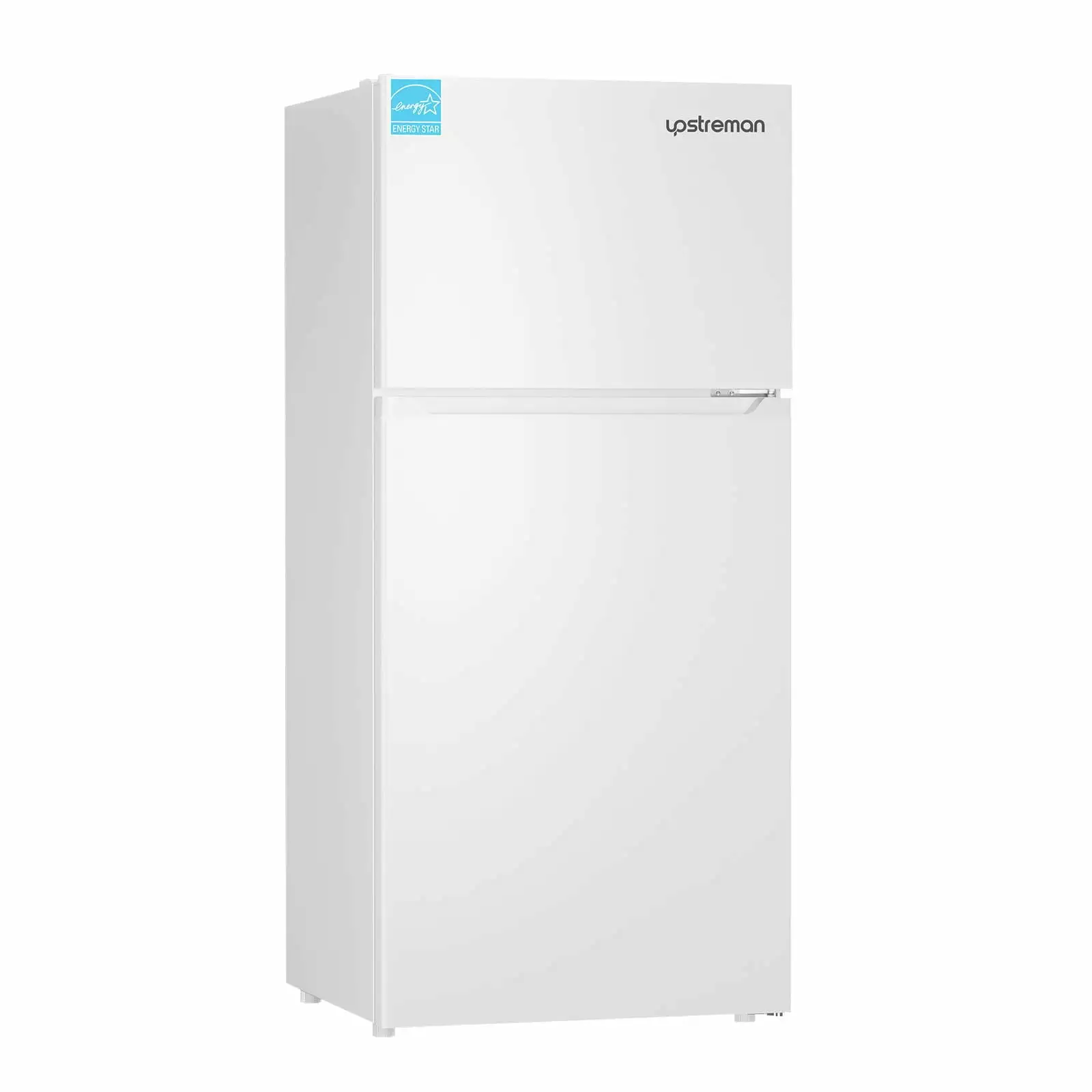 Upstreman 17.6 Cu.Ft. Double Door Fridge in White Steel with Large Capacity Top Freezer. Frost Free. Adjustable Thermostat Control. Fingerprint-resistant.Reversible Door Swing