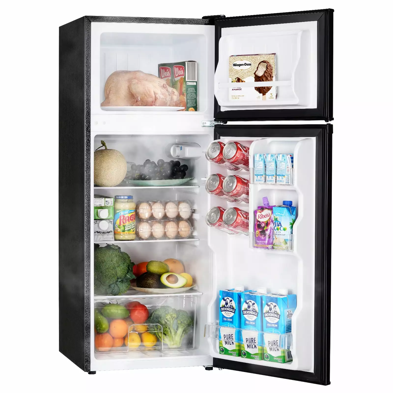 Upstreman 4.0 Cu.Ft Compact Refrigerator with Freezer. Large Capacity Double Door Mini Fridge-Black