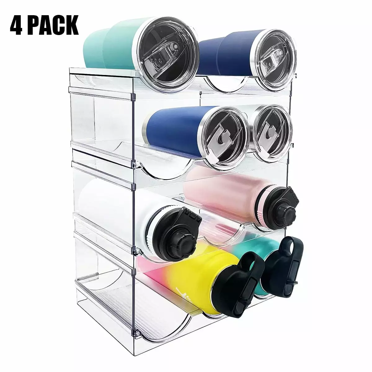 Uptyia 4 tier Water Bottle Organizer Stackable Kitchen Pantry Organization and Storage Shelf