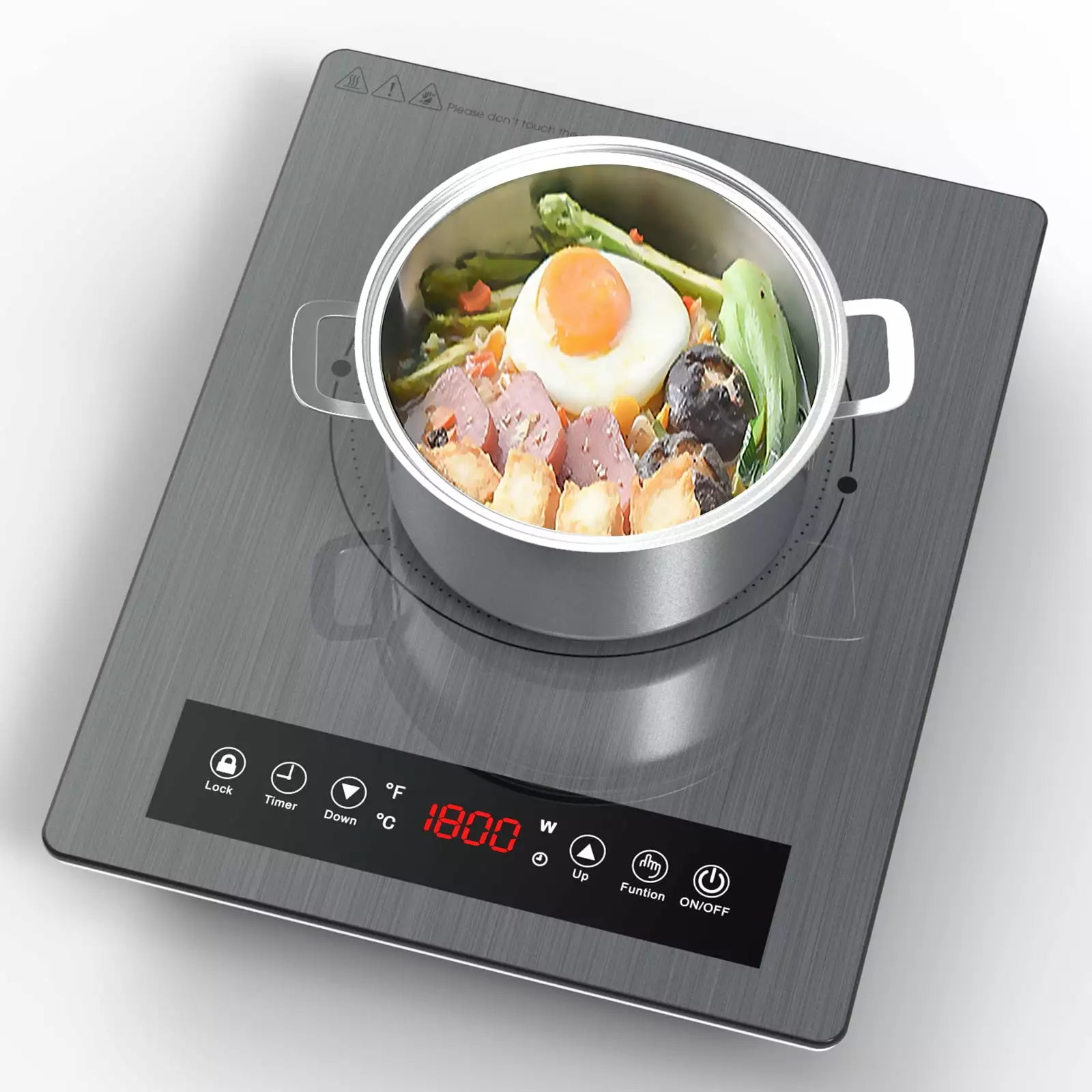 VBGK Portable Induction Cooktop 120V Induction Single Burner with Plug. 1800W Countertop Hot Plate for Cooking.199 Minutes & Auto Shutdown Induction Burner.Child Lock Electric Burner