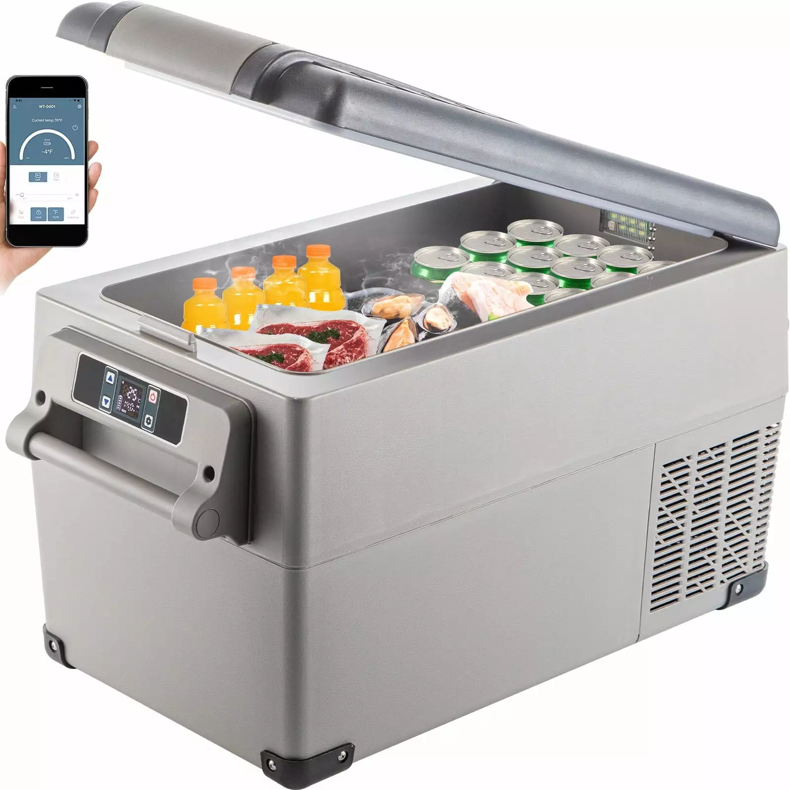 VEVORbrand 35L Portable Car Refrigerator 37 Quart Compact Rv Fridge 12/24V Dc and 110-240V Ac Vehicle Car Truck Boat Mini Electric Cooler For Driving Travel Fishing Outdoor And Home Use -4??F-50??F