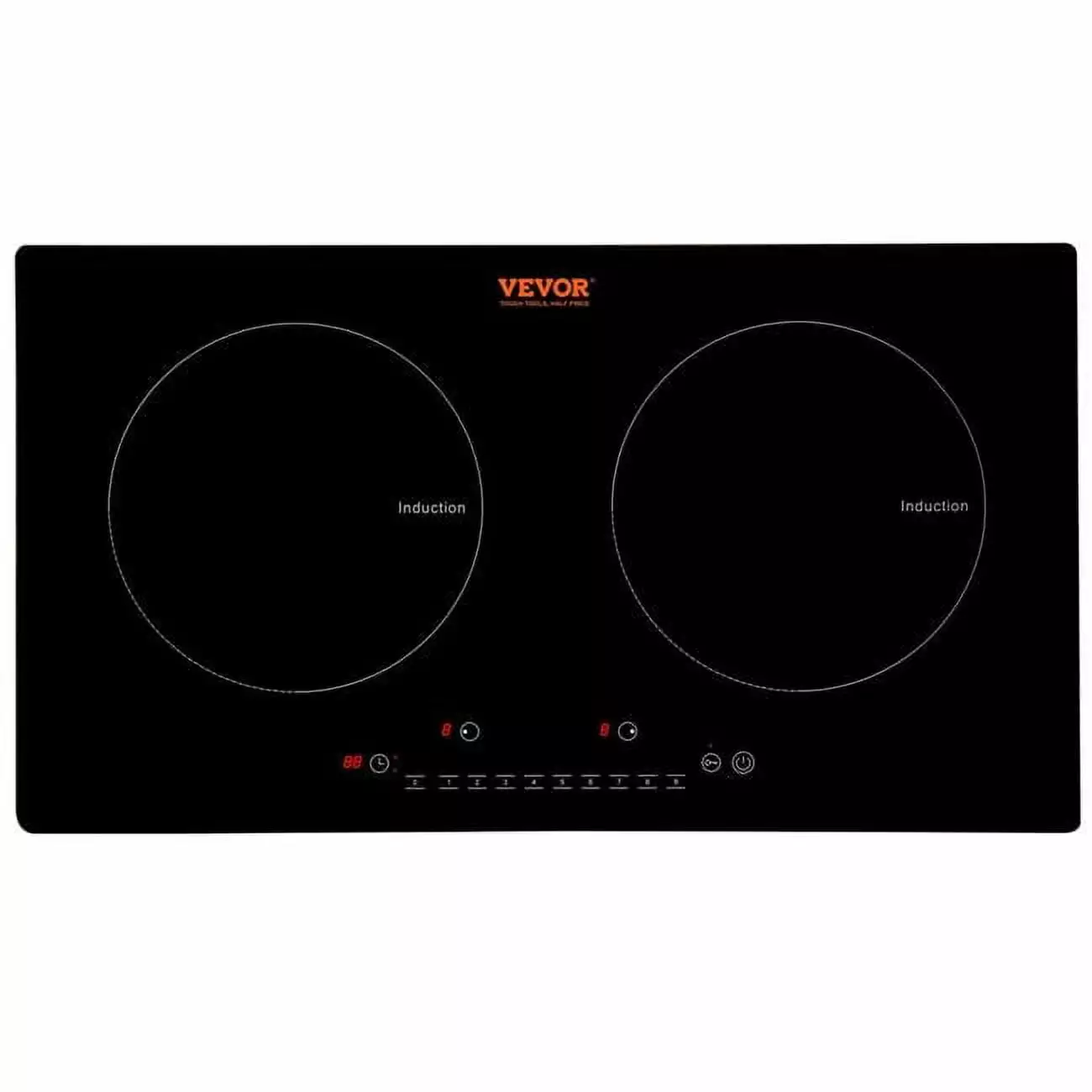 Vevor 24 in. 1800W Electric Cooktop 2-Elements Ceramic Induction Stove Top Built-in Magnetic Cooktop. Black