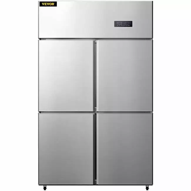 Vevor 27.5 cu. ft. Outdoor Refrigerator 48 in. Side by Side Freezer in Stainless Steel 4-Door Merchandiser Refrigerator