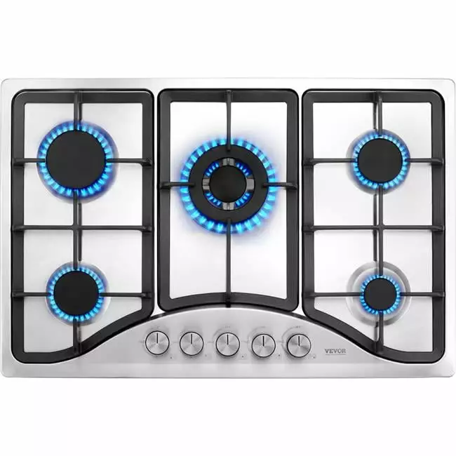 Vevor 30 in. Gas Cooktop. Max 12250BTU 5 Burners Built-in Stainless Steel Gas Stove Top