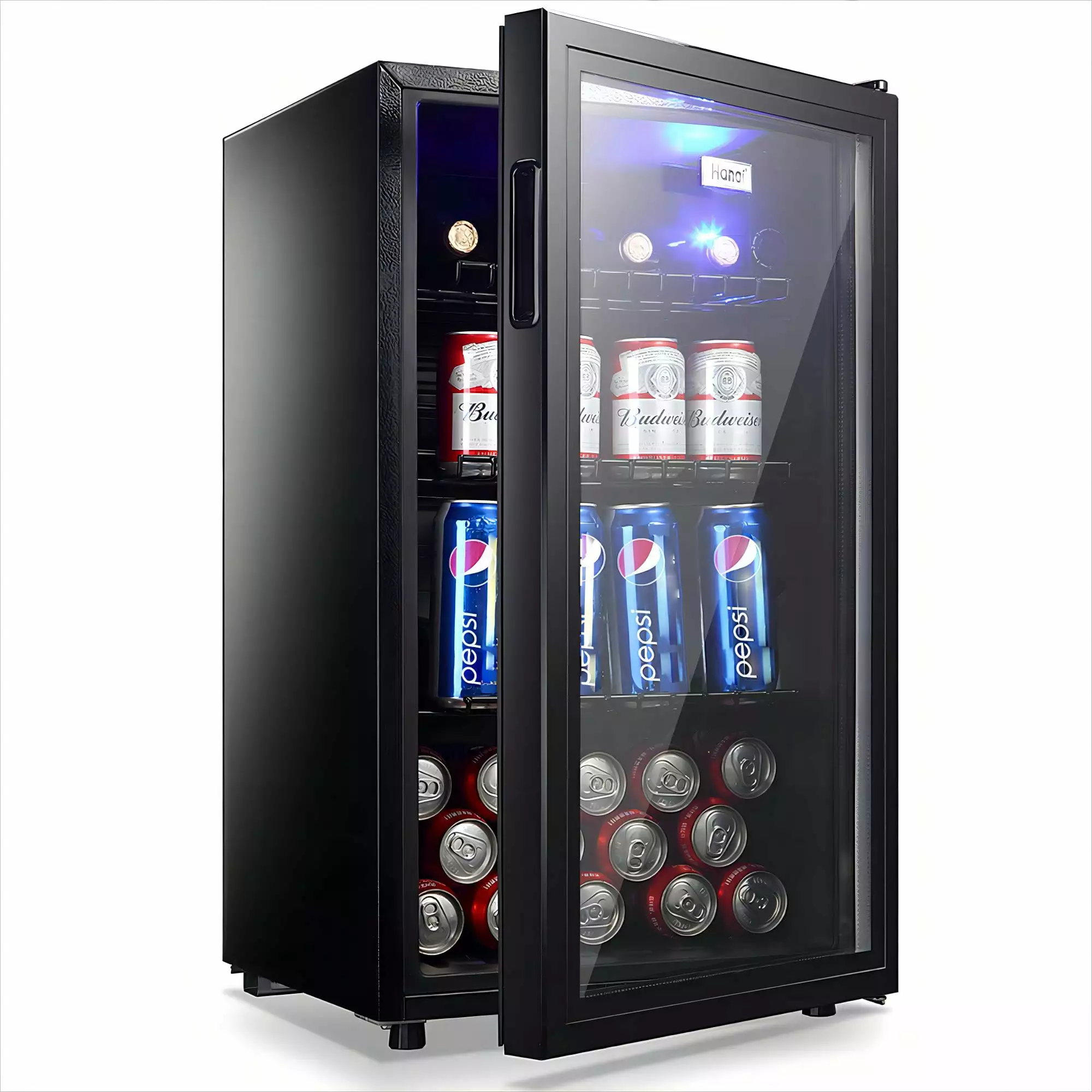 WANAI 120 Can Beverage Fridge & Cooler Small Mini Fridge Glass Door for Soda Beer or Wine for Home&Bar