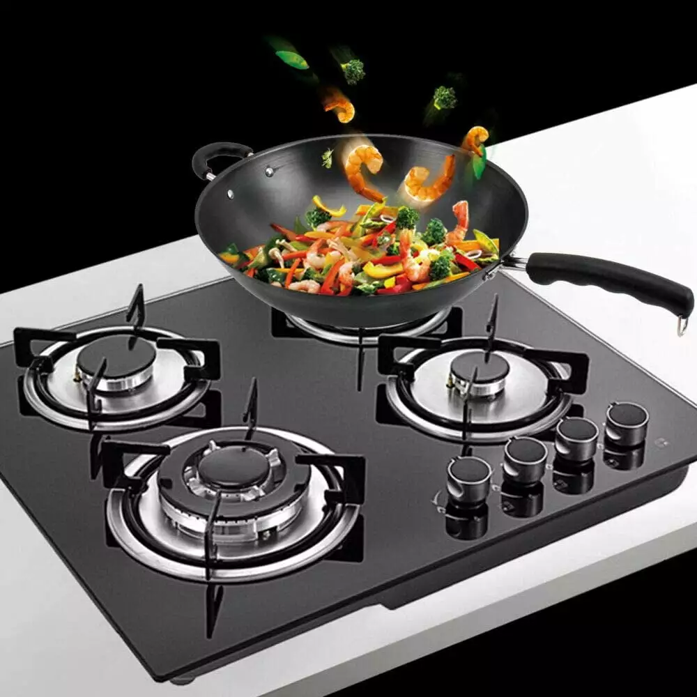 WUZSTAR 23 Built-in Gas Cooktop Stove LPG/NG Gas Hob Countertop Tempered Glass Cooktop Cooker 4 Burners