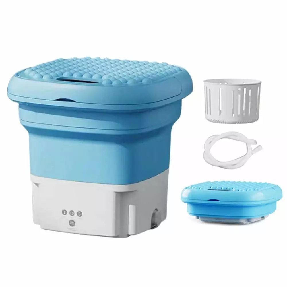 Washing Machine S Household Folding Portable Automatic Forward And Reverse Pulsator Elution Dual Purpose Imitation Hand Wash With Drain Hole Fruit Washing Machine