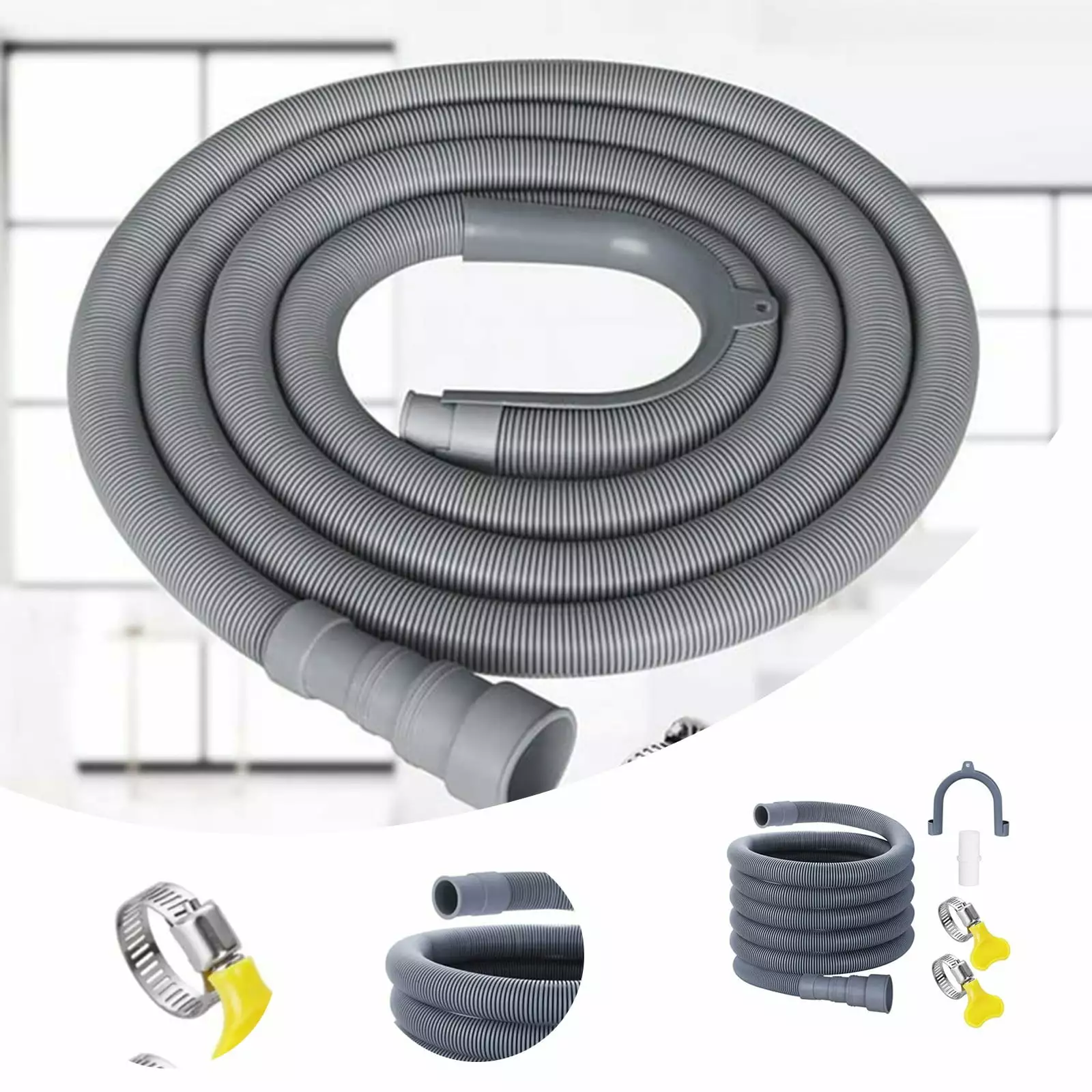 Water Hose Fitting Drain Hose Extension Kit Universal Washing Machine Hose Including Bracket Hose Connector And Hose Drain Hose