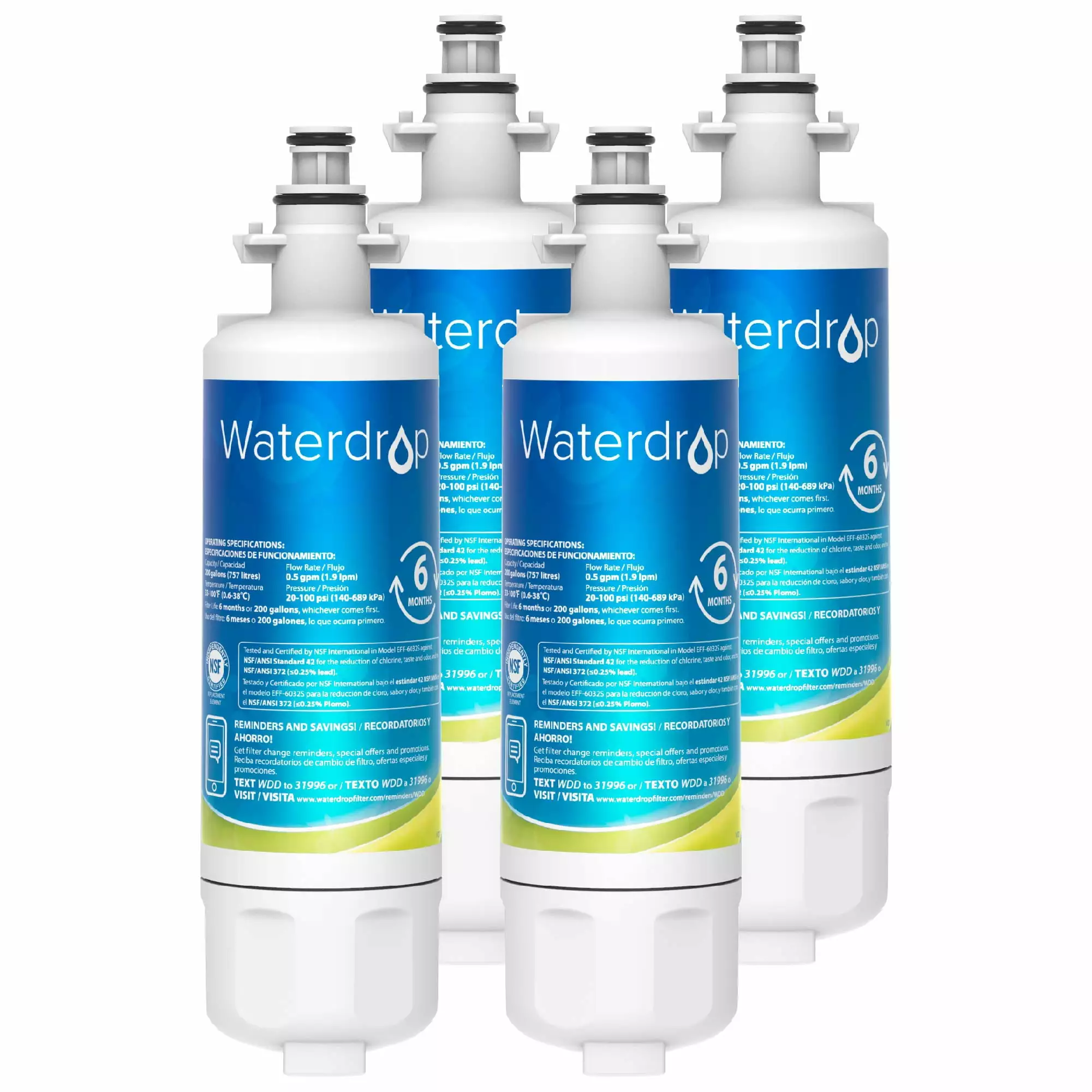 Waterdrop 469690 ADQ36006101 Refrigerator Water Filter. Replacement for LG? LT700P? . ADQ36006102. Kenmore 9690. LFXS30766S. LFXS24623S. FML-3. RFC1200A. RWF1200A. WSL-3. Pack of 4