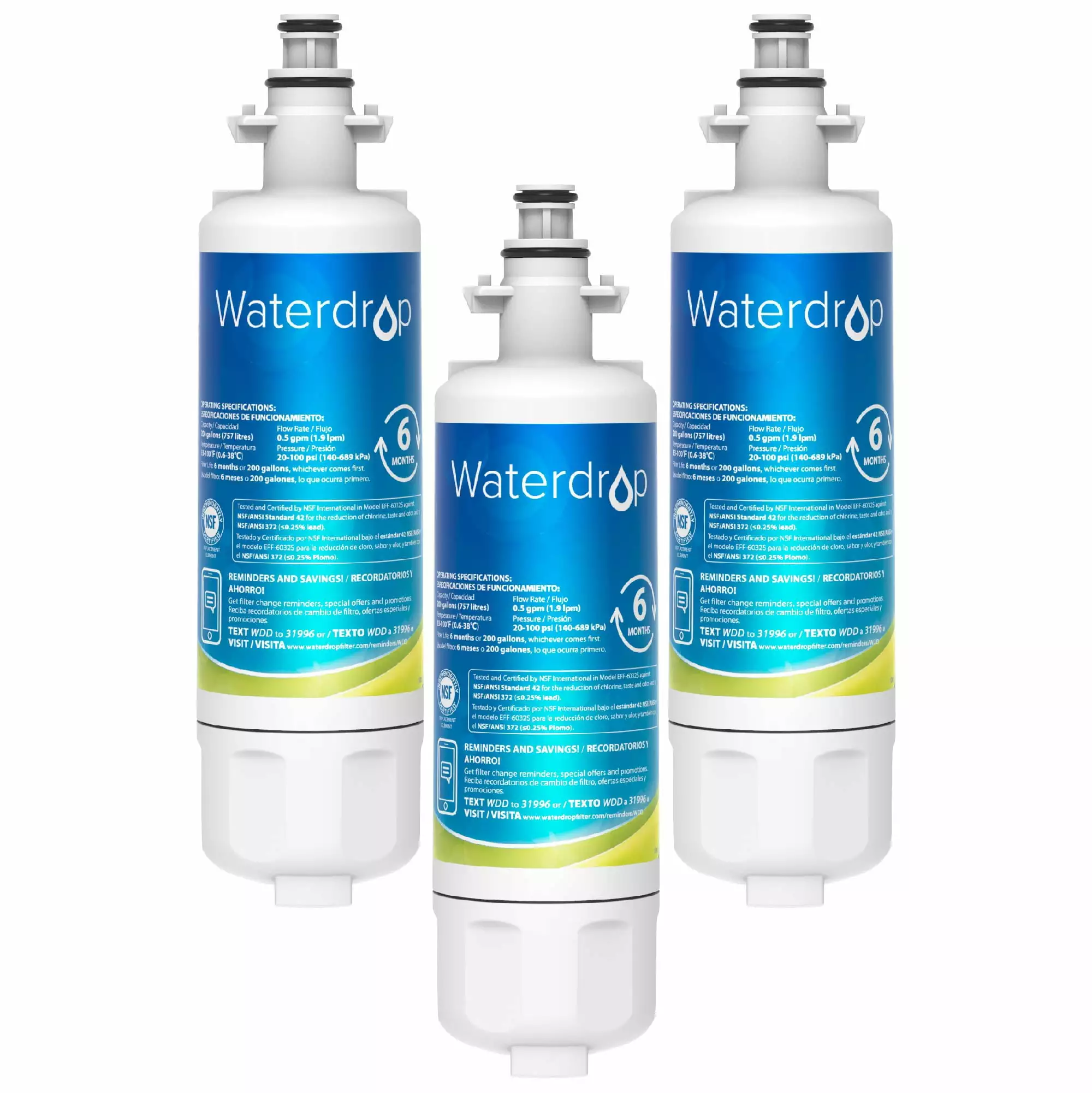 Waterdrop 469690 ADQ36006101 Refrigerator Water Filter. Replacement for LG? LT700P? . ADQ36006102. Kenmore 9690. LFXS30766S. LFXS24623S. FML-3. RFC1200A. RWF1200A. WSL-3. Pack of 3