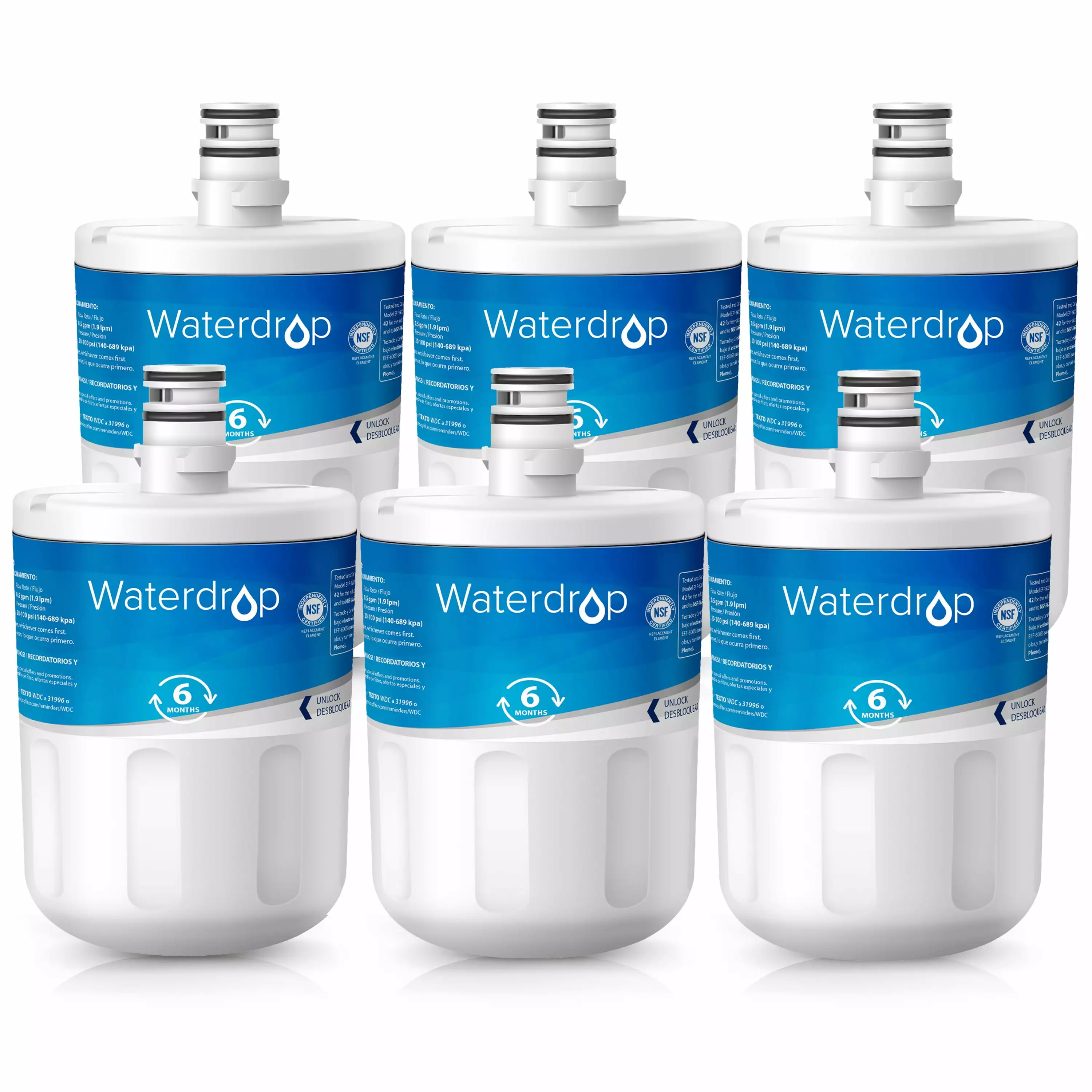 Waterdrop 5231JA2002A Refrigerator Water Filter. Replacement for LG? LT500P?. GEN11042FR-08. ADQ72910911. ADQ72910901. Kenmore 9890. 46-9890. LFX25974ST. LMX25964ST. 6 Pack. Packing May Vary