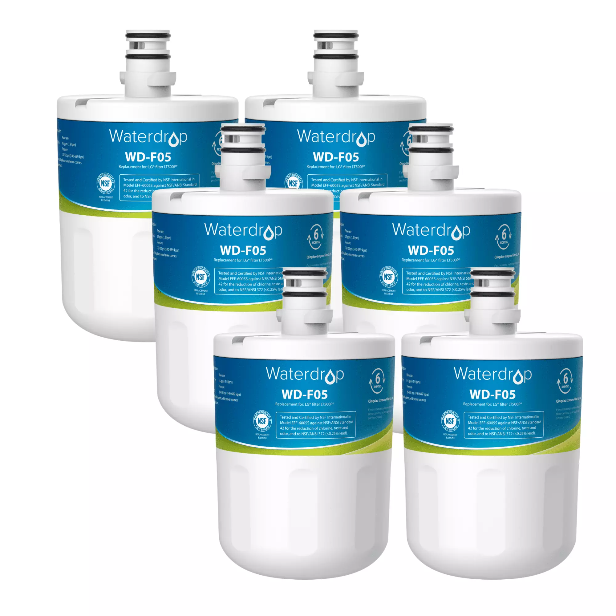 Waterdrop 5231JA2002A Refrigerator Water Filter. Replacement for LG? LT500P?. GEN11042FR-08. ADQ72910911. ADQ72910901. Kenmore 9890. 46-9890. LFX25974ST. LMX25964ST. 6 Pack (Pack may vary)