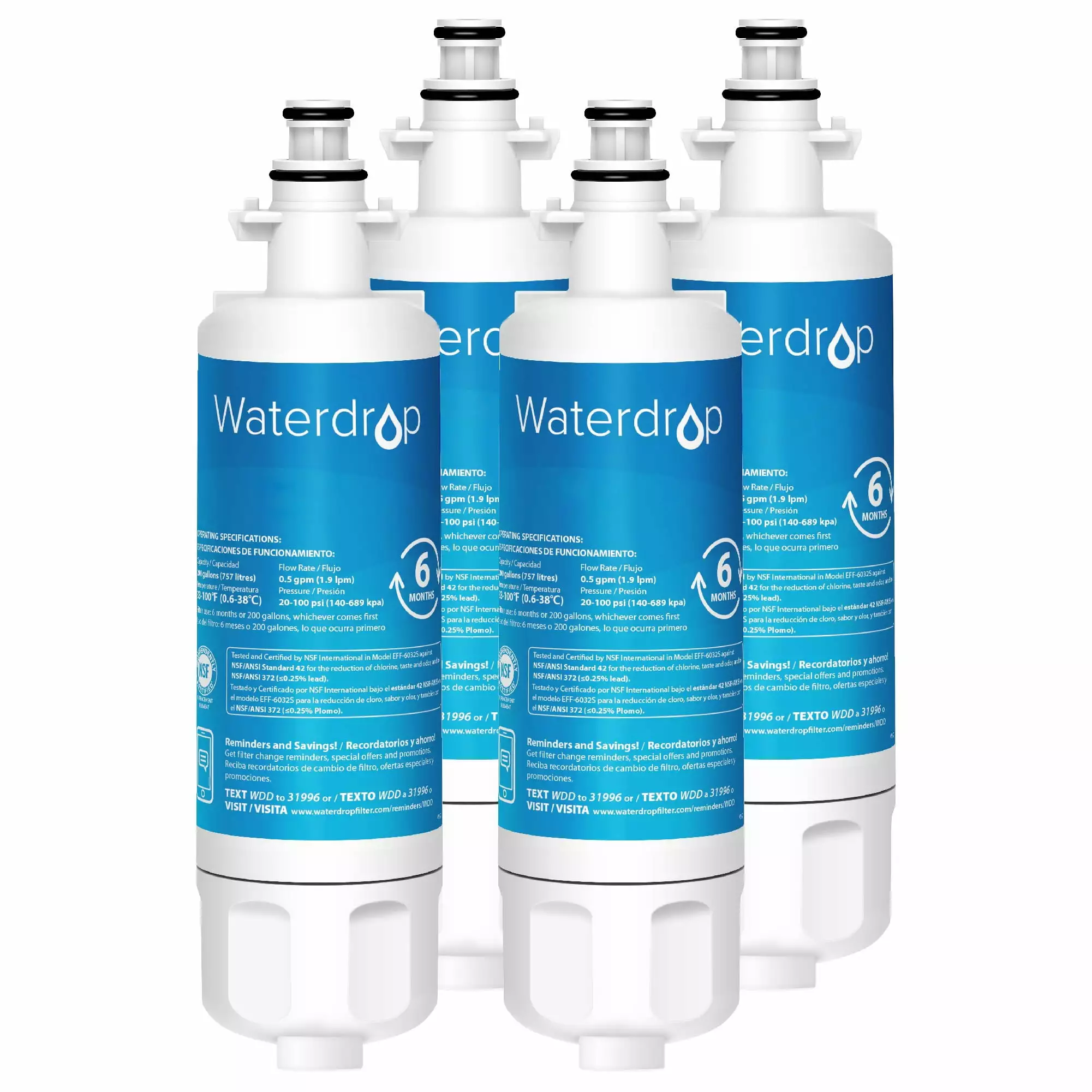 Waterdrop ADQ36006101 Refrigerator Water Filter. NSF 42&372 Certified. Replacement for LG? LT700P?. ADQ36006101. Kenmore 469690. 9690. ADQ36006102. RWF1200A. Standard. 4 Filters. Package may vary