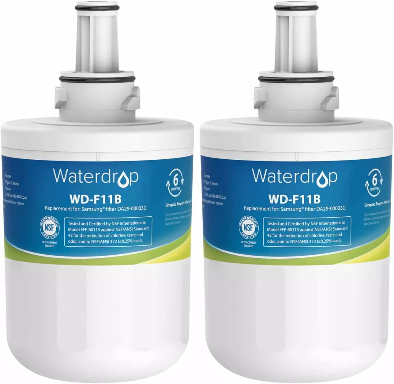 Waterdrop DA29-00003G Refrigerator Water Filter. Replacement for Samsung DA29-00003G. DA29-00003B. DA29-00003A. Aqua-Pure Plus. HAFCU1. RFG237AARS. FMS-1. RS22HDHPNSR. RSG257AARS. WSS-1. 2 Filters