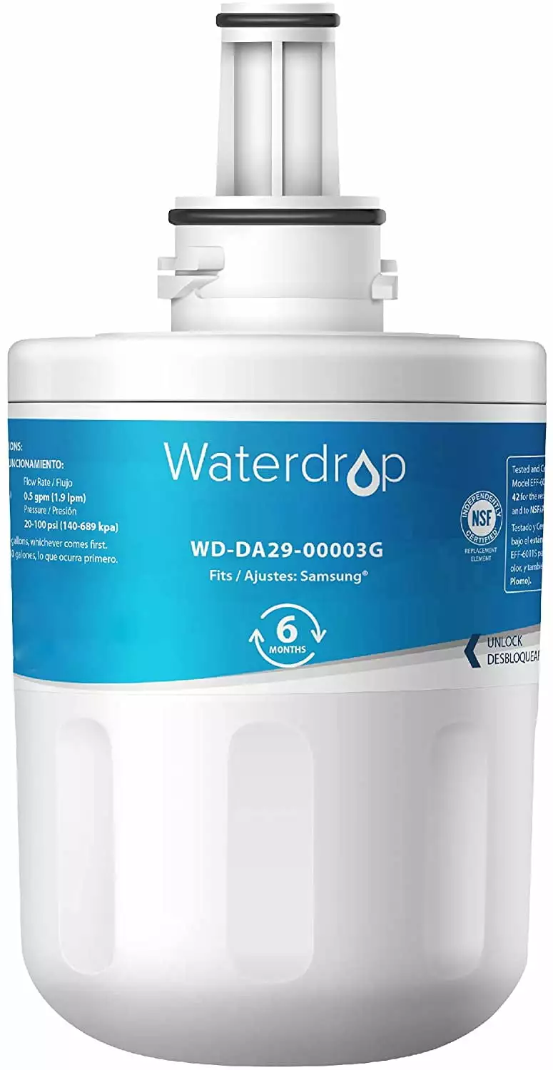 Waterdrop DA29-00003G Replacement for Refrigerator Water Filter. Samsung DA29-00003G. Aqua-Pure Plus DA29-00003B. HAFCU1. DA29-00003A. Standard