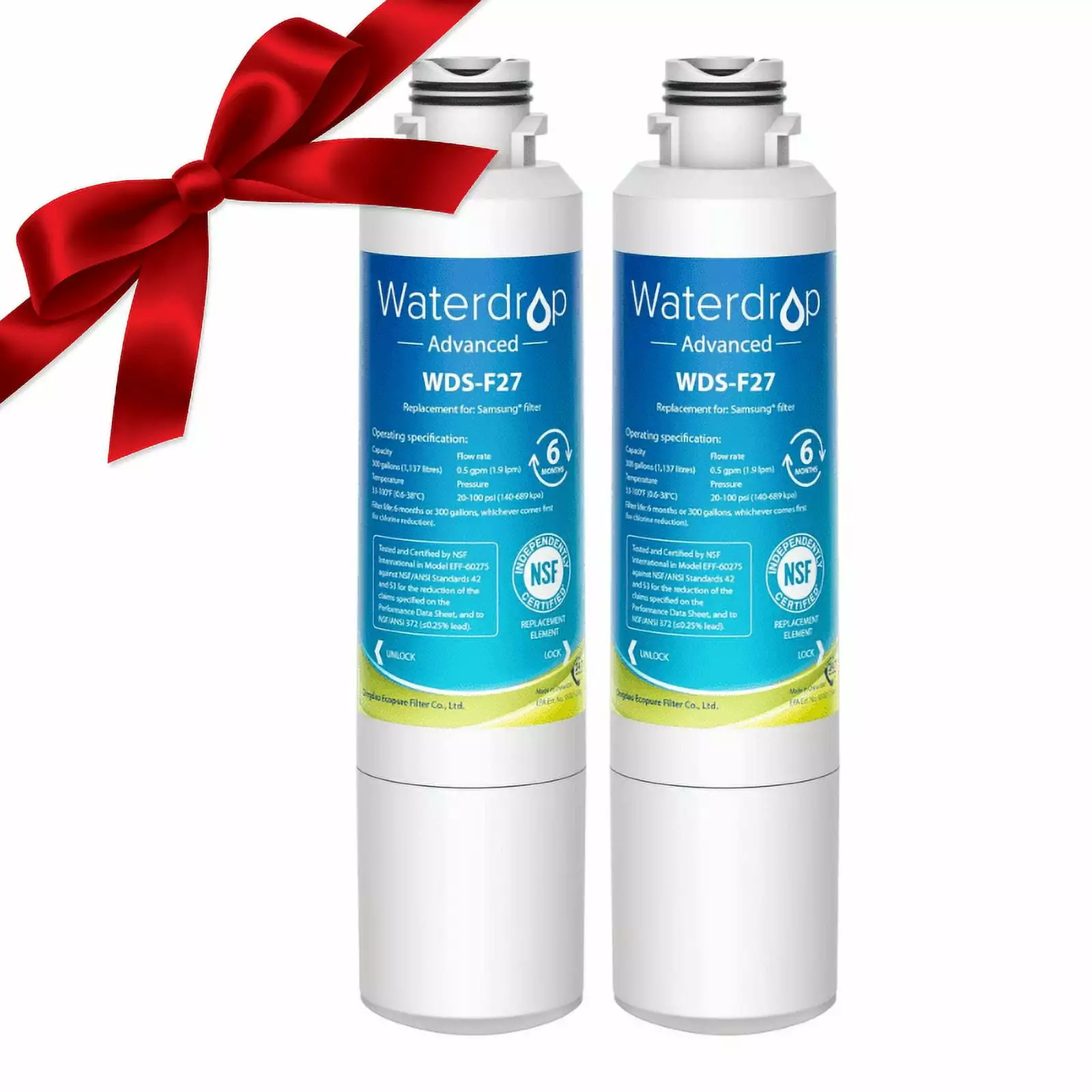 Waterdrop DA29-00020B NSF 53&42 Certified Refrigerator Water Filter. Replacement for Samsung DA29-00020B (Pack of 2)