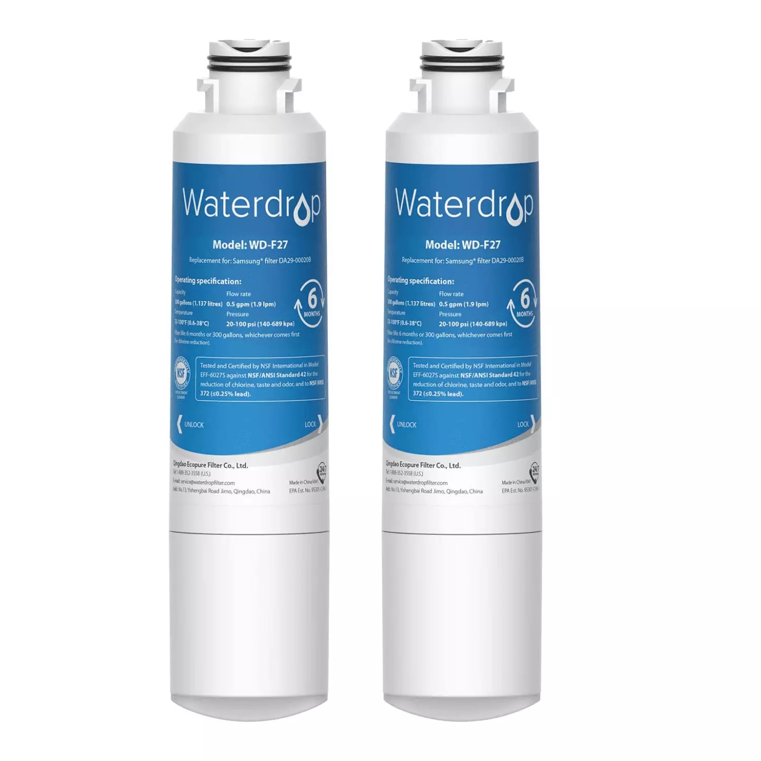 Waterdrop DA29-00020B Refrigerator Water Filter. Replacement for Samsung DA29-00020B. HAF-CIN/EXP. RF28HMEDBSR. RF263BEAESR. RS25J500DSR (Packaging may be varied)