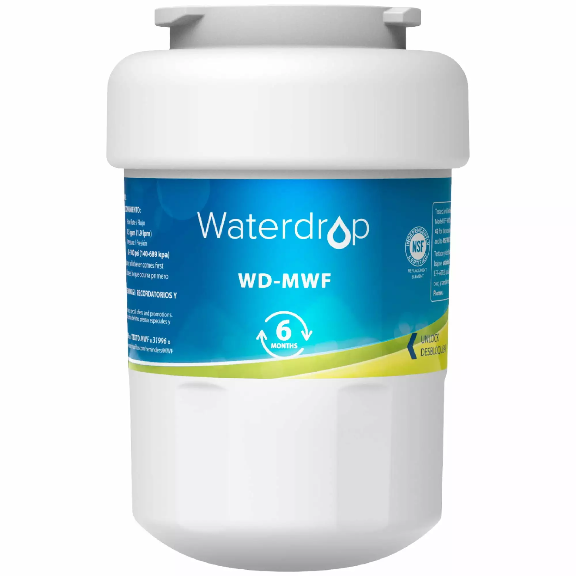 Waterdrop MWF Refrigerator Water Filter. NSF 42 Certified. Replacement for GE? SmartWater MWF. MWFINT. MWFP. MWFA. GWF. HDX FMG-1. GSE25GSHECSS. RWF1060. Kenmore 9991(package may vary)