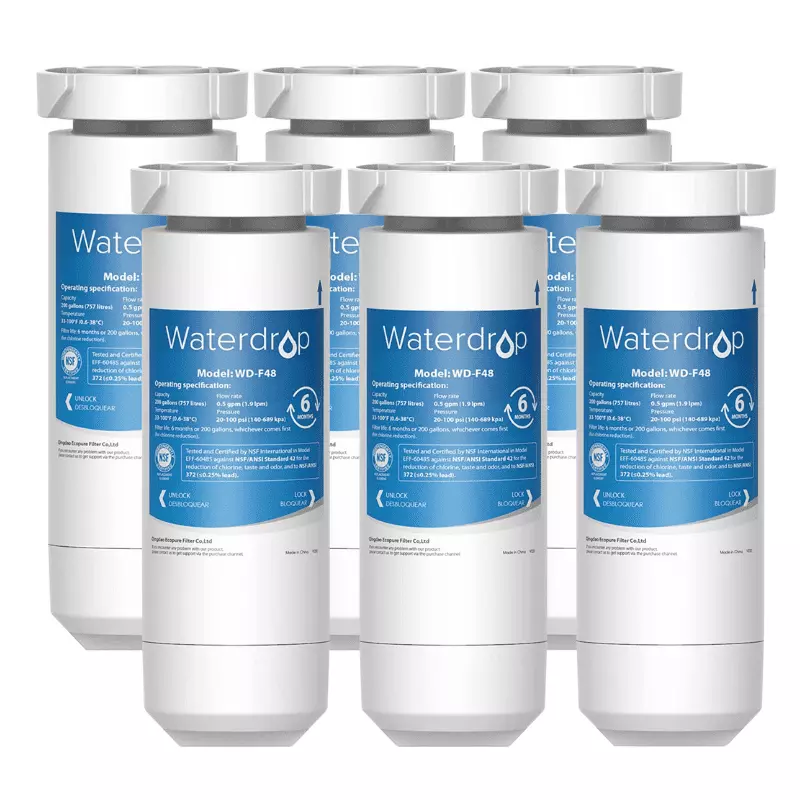 Waterdrop XWF Water Filter. Replacement for GE? XWF refrigerator water filter(WR17X30702) NSF 42 & 372 Certified. 6 Filters (not XWFE)