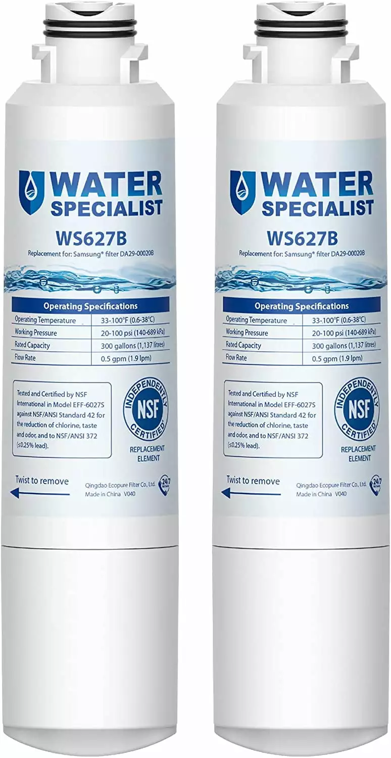 Waterspecialist DA29-00020B Refrigerator Water Filter. Replacement for Samsung DA29-00020A/B. HAF-CIN/EXP. DA29-00020B-1. 2 PACK