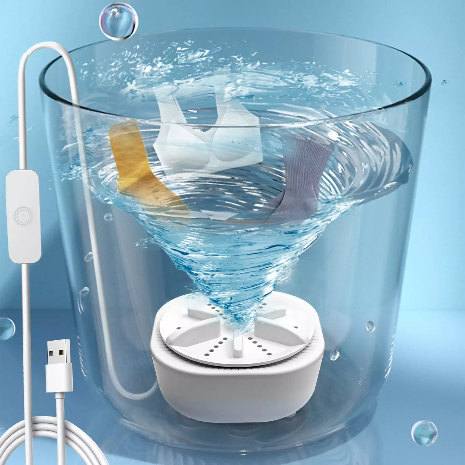 Weloille Portable Mini Washer Mini Washing 3-In-1 Dishwashers Mini Waves Convenient Travel Home Business Travel USB